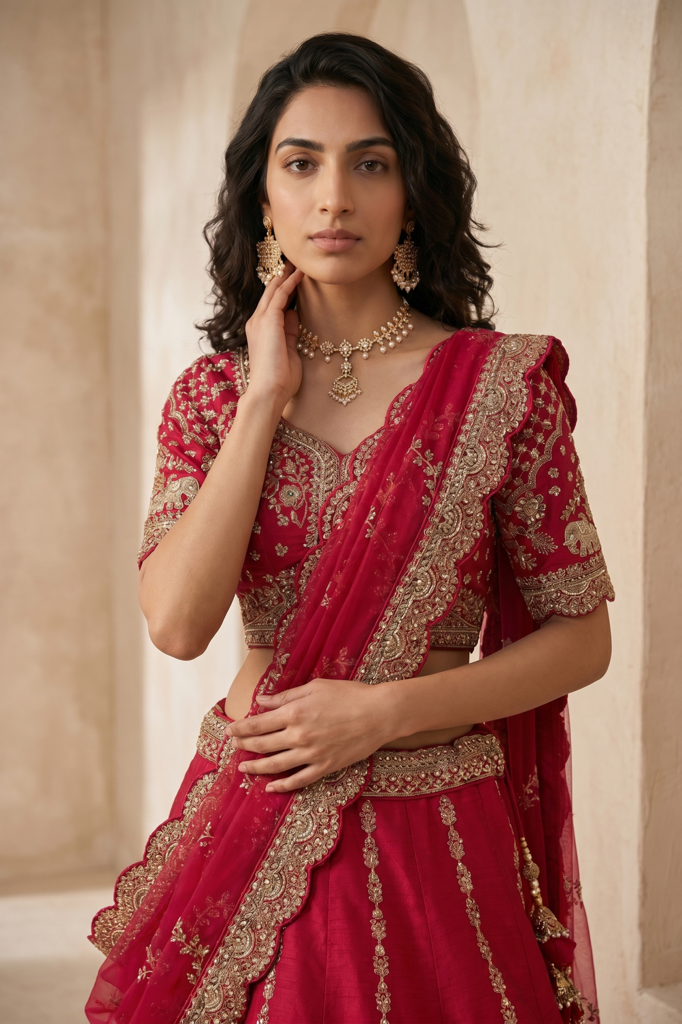 Royal Red Raw Silk Bridal Lehenga