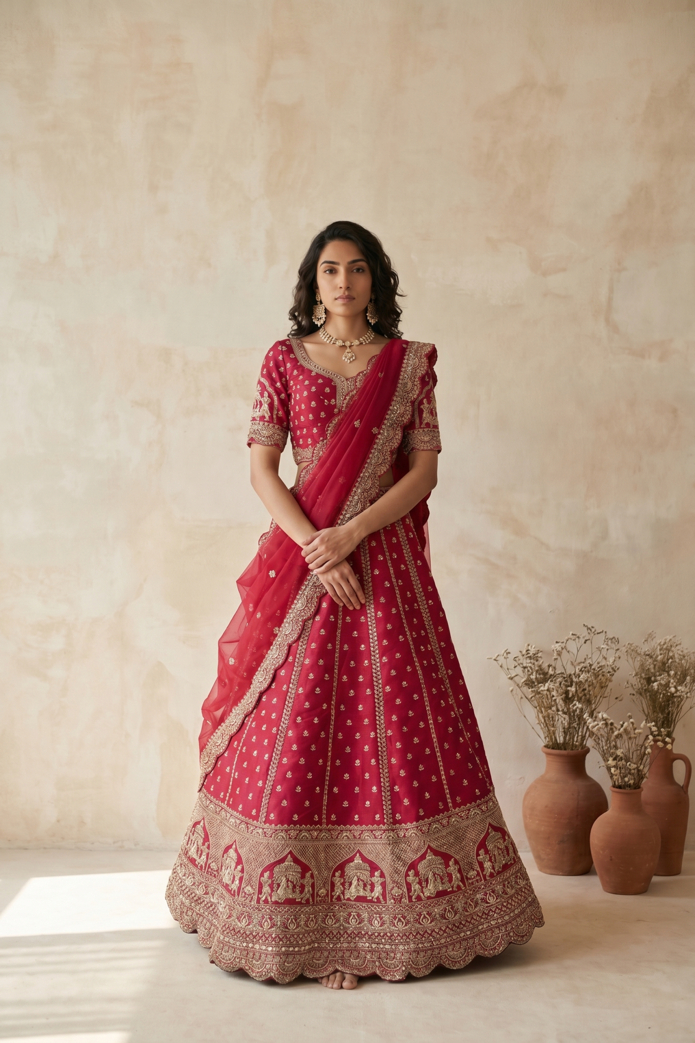 Rani Pink Raw Silk Lehenga