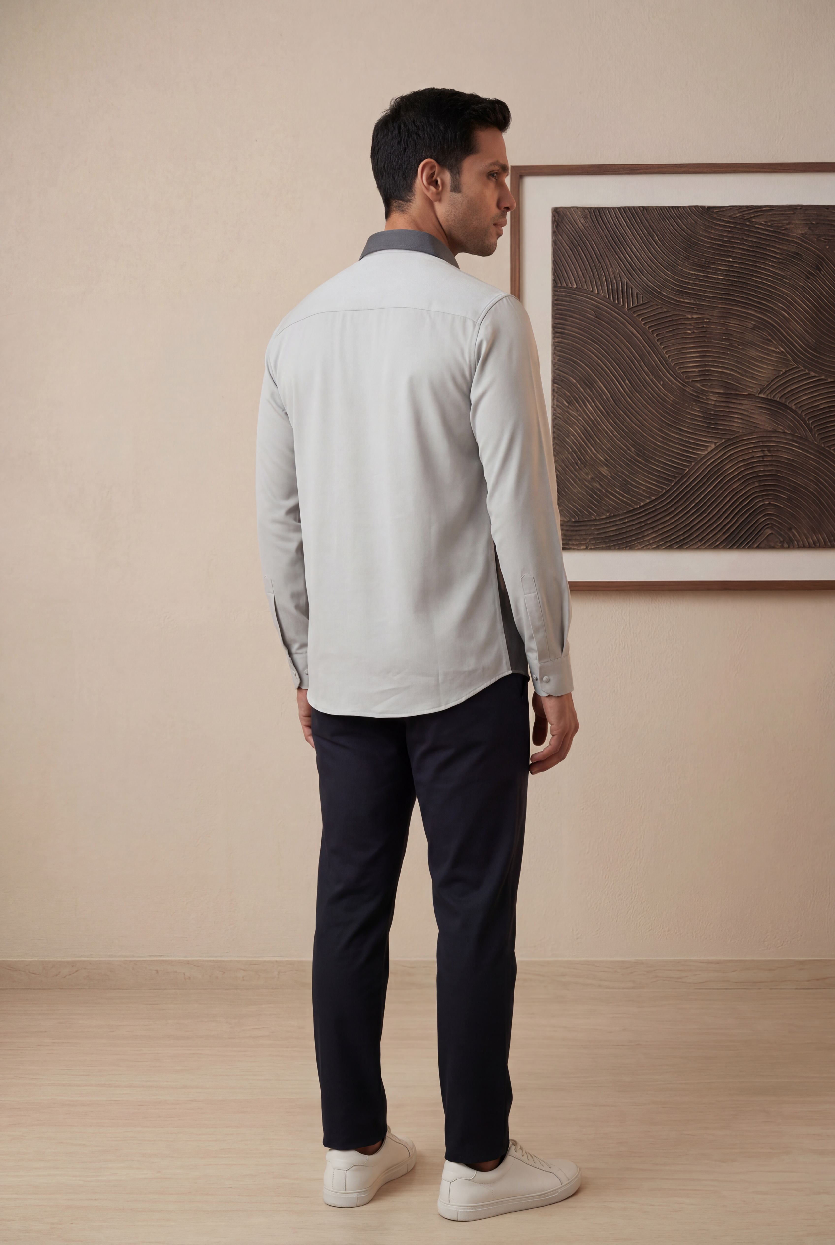 Grey Bomario Full Sleeve Striped Shirt