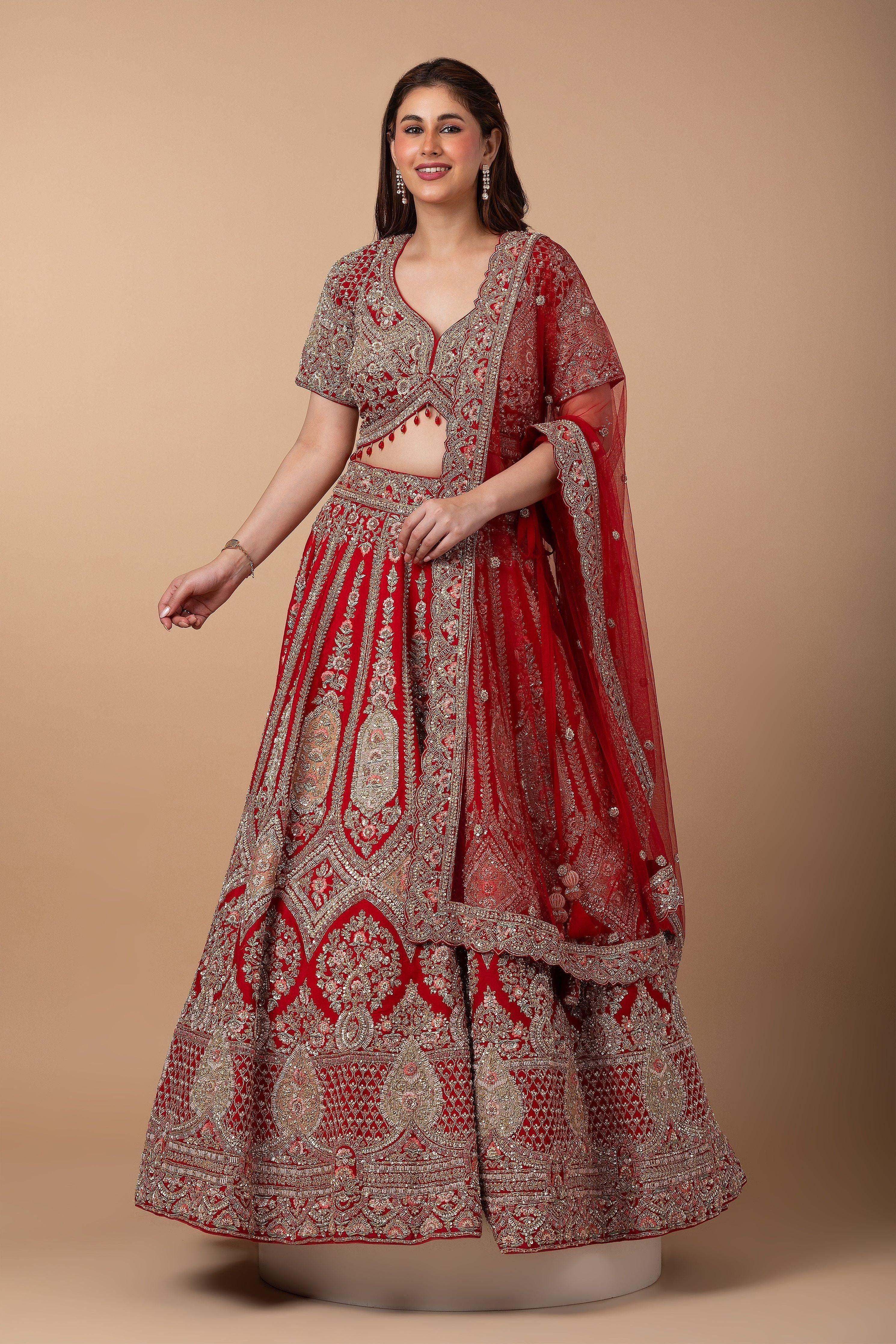 Regal Red Bridal Lehenga set - Mokshaa