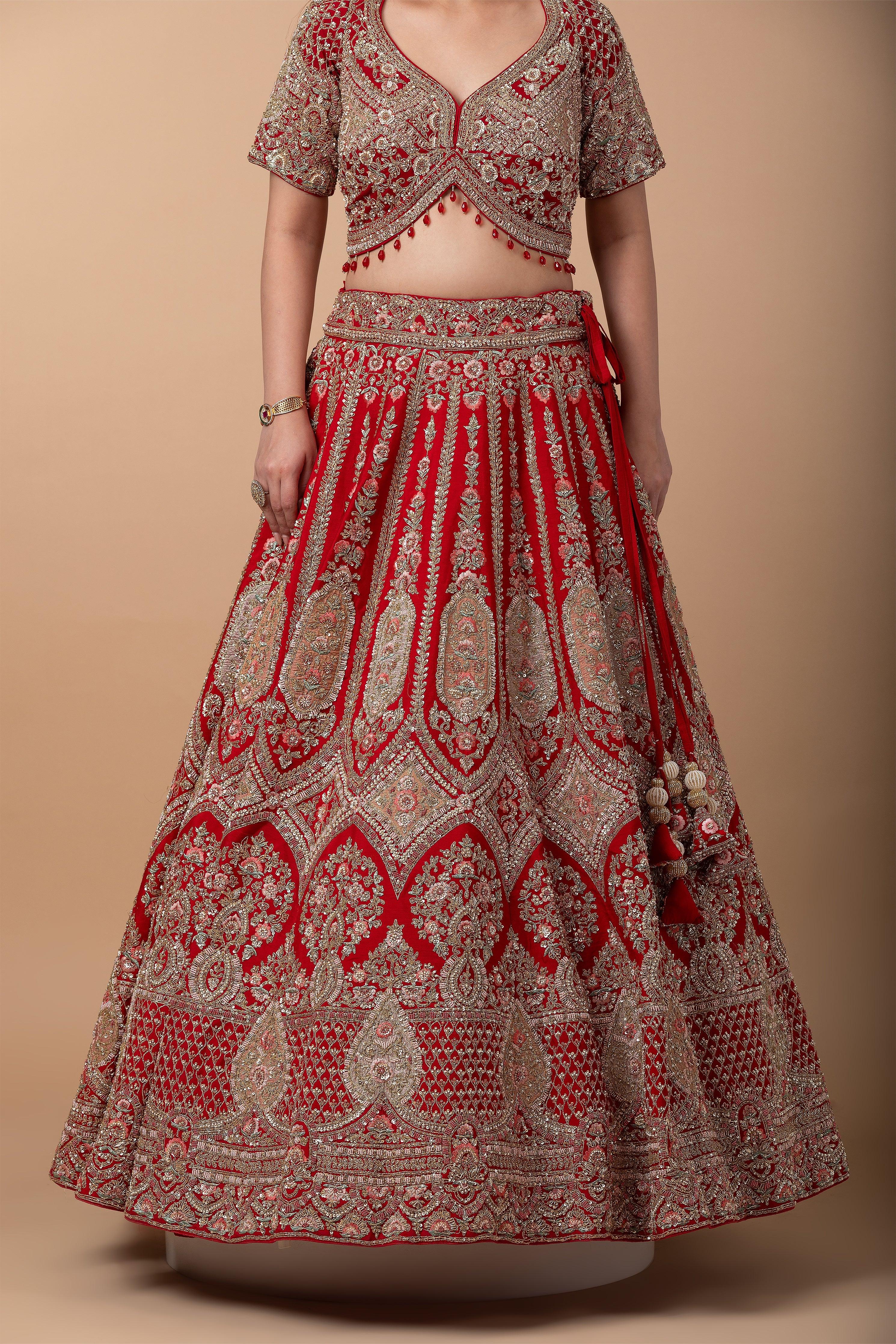 Regal Red Bridal Lehenga set - Mokshaa