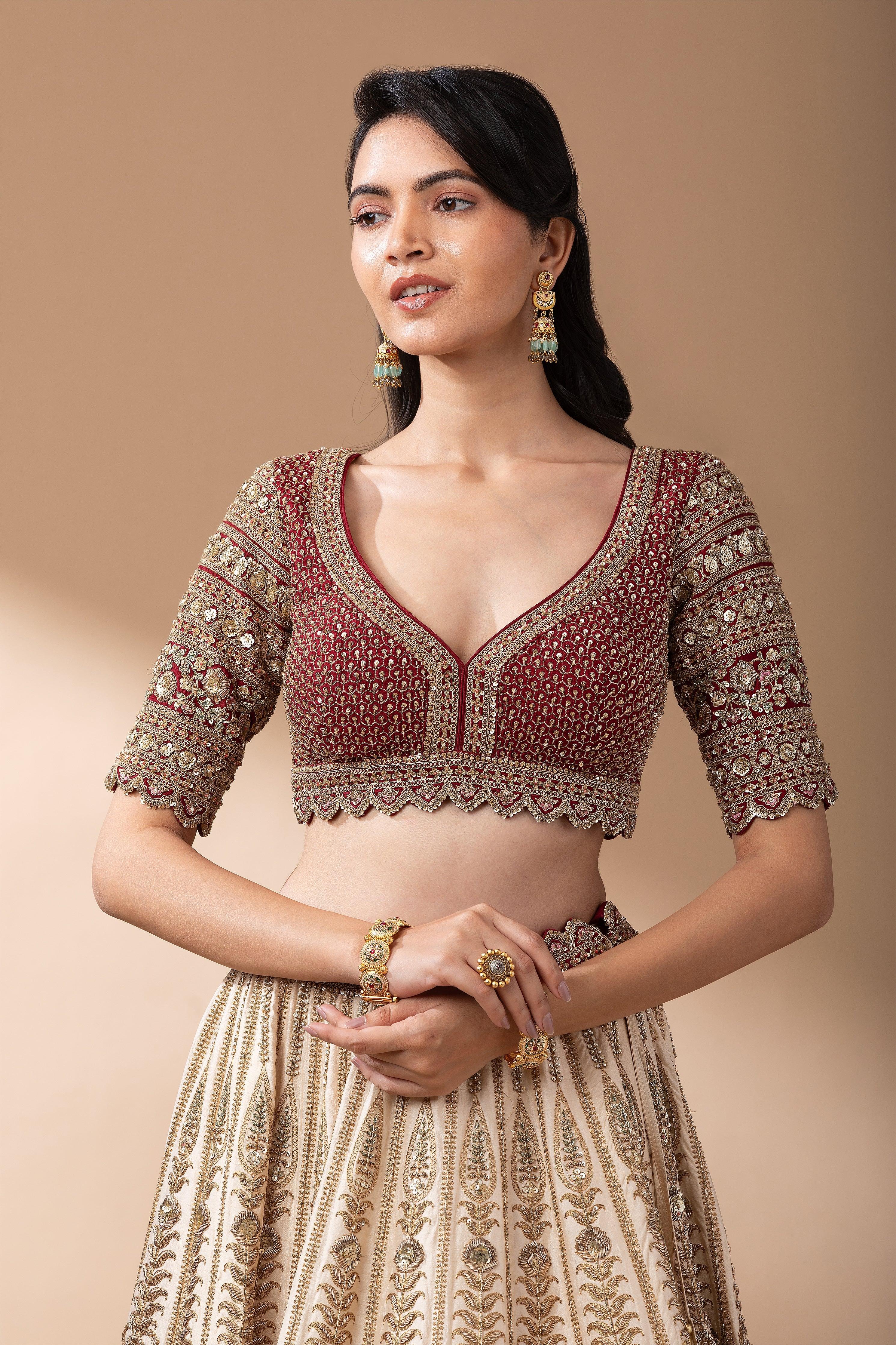 Regal Multicolor Paneled Bridal Lehenga - Mokshaa