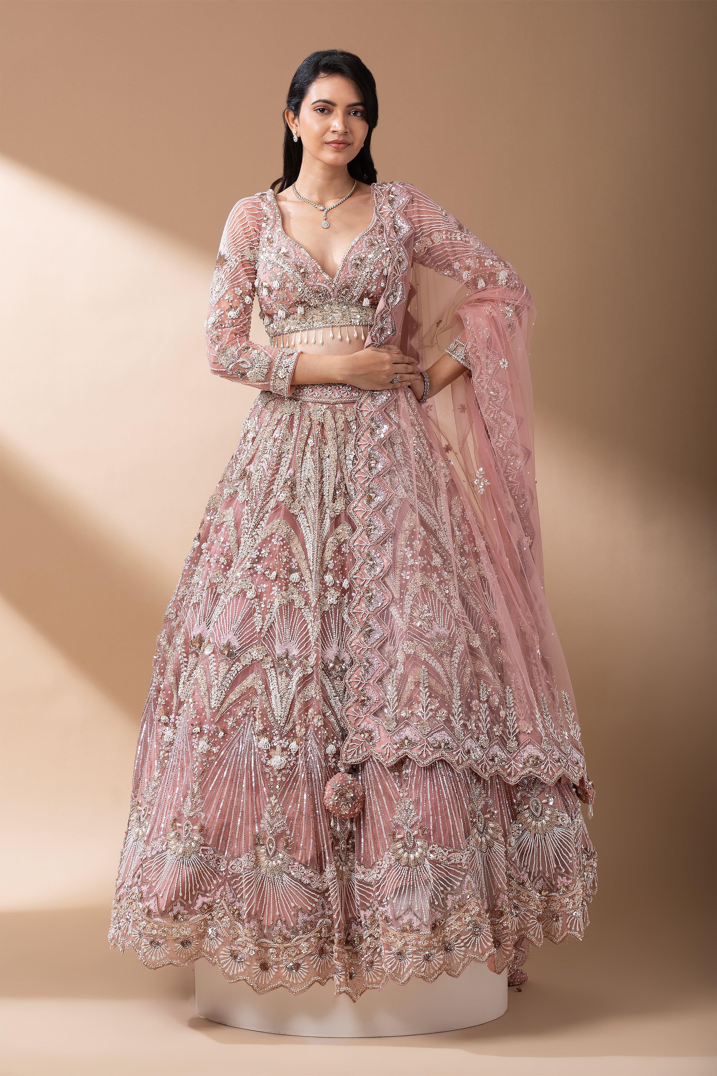 Blush Pink Bridal Lehenga Set - Mokshaa