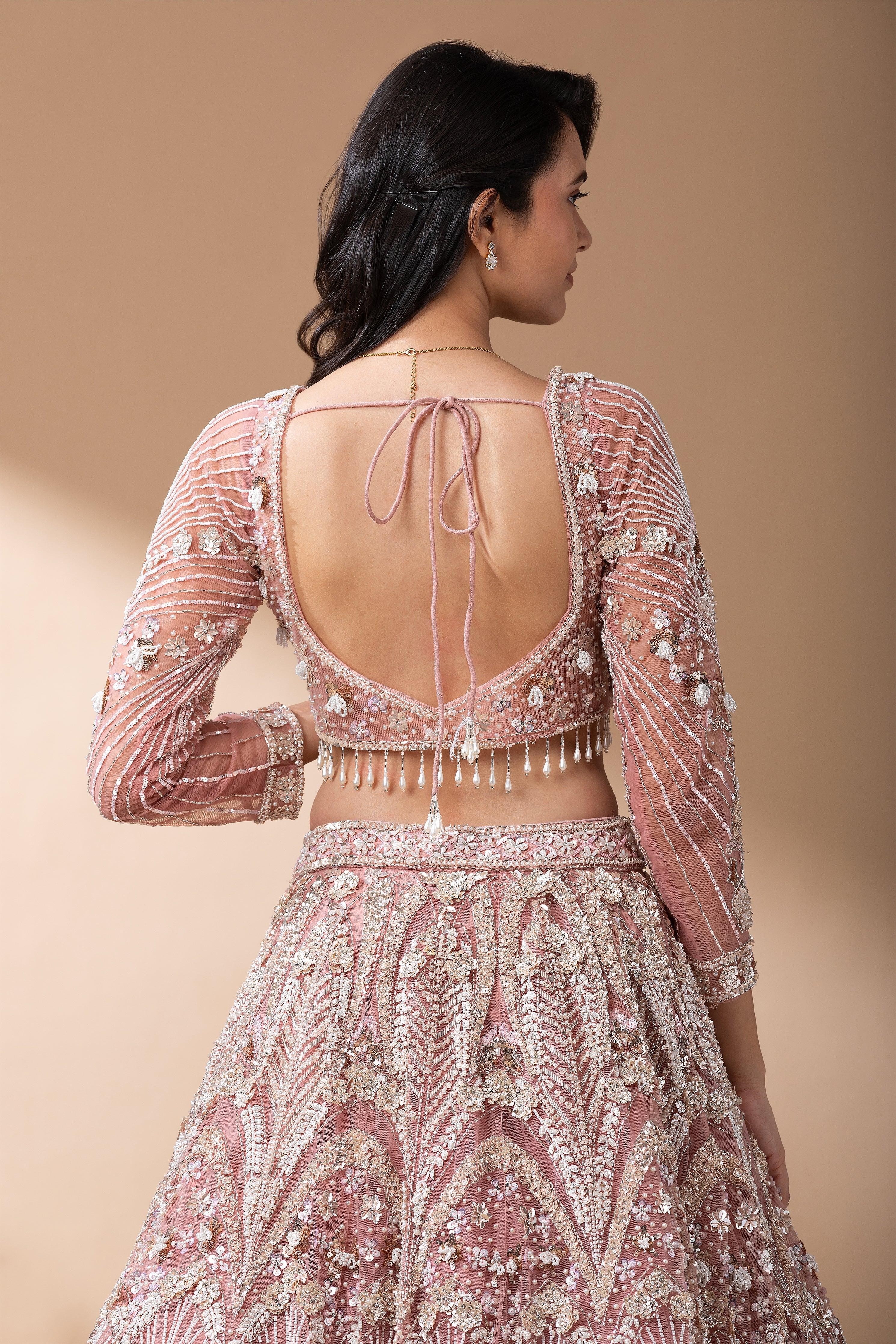 Blush Pink Bridal Lehenga Set - Mokshaa