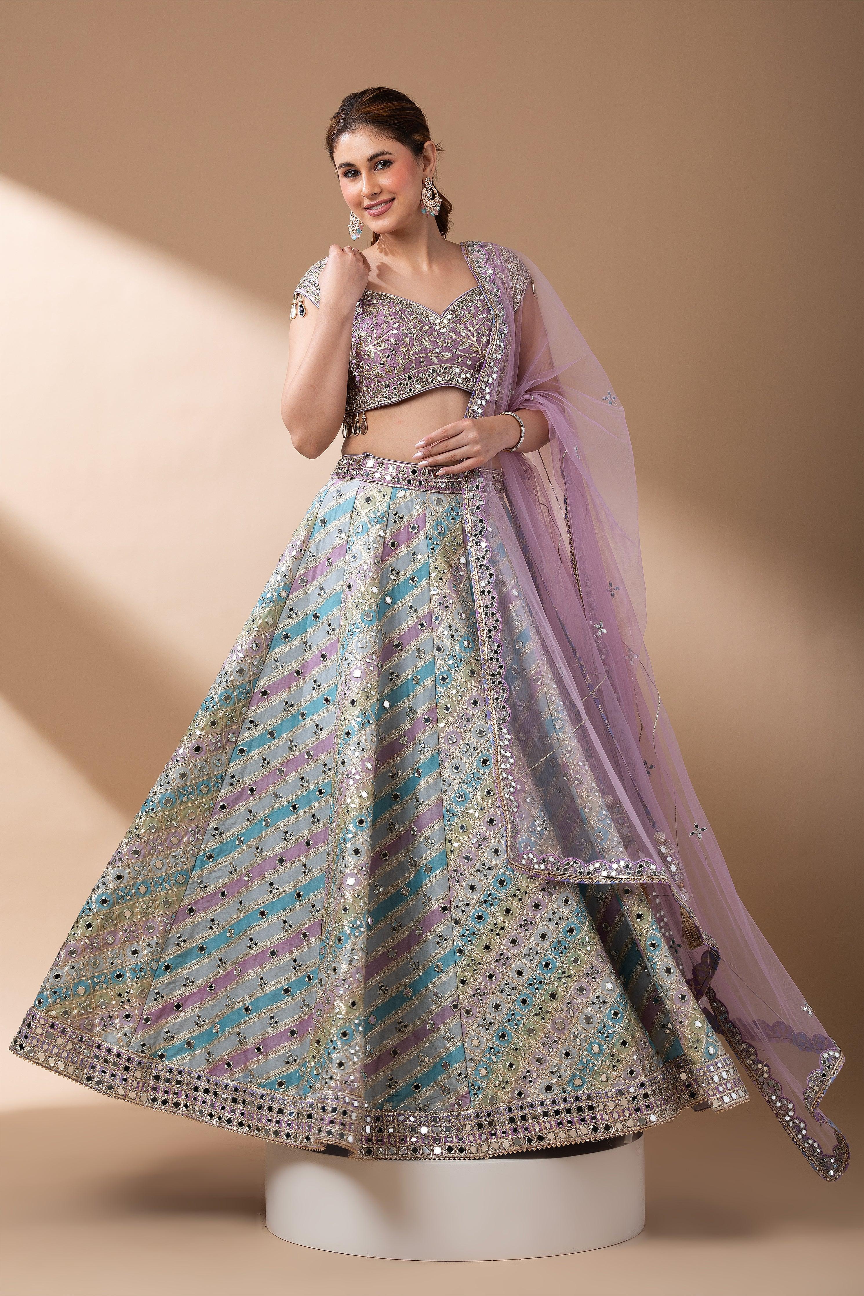 Lavender Multicolor Lehenga Set - Mokshaa