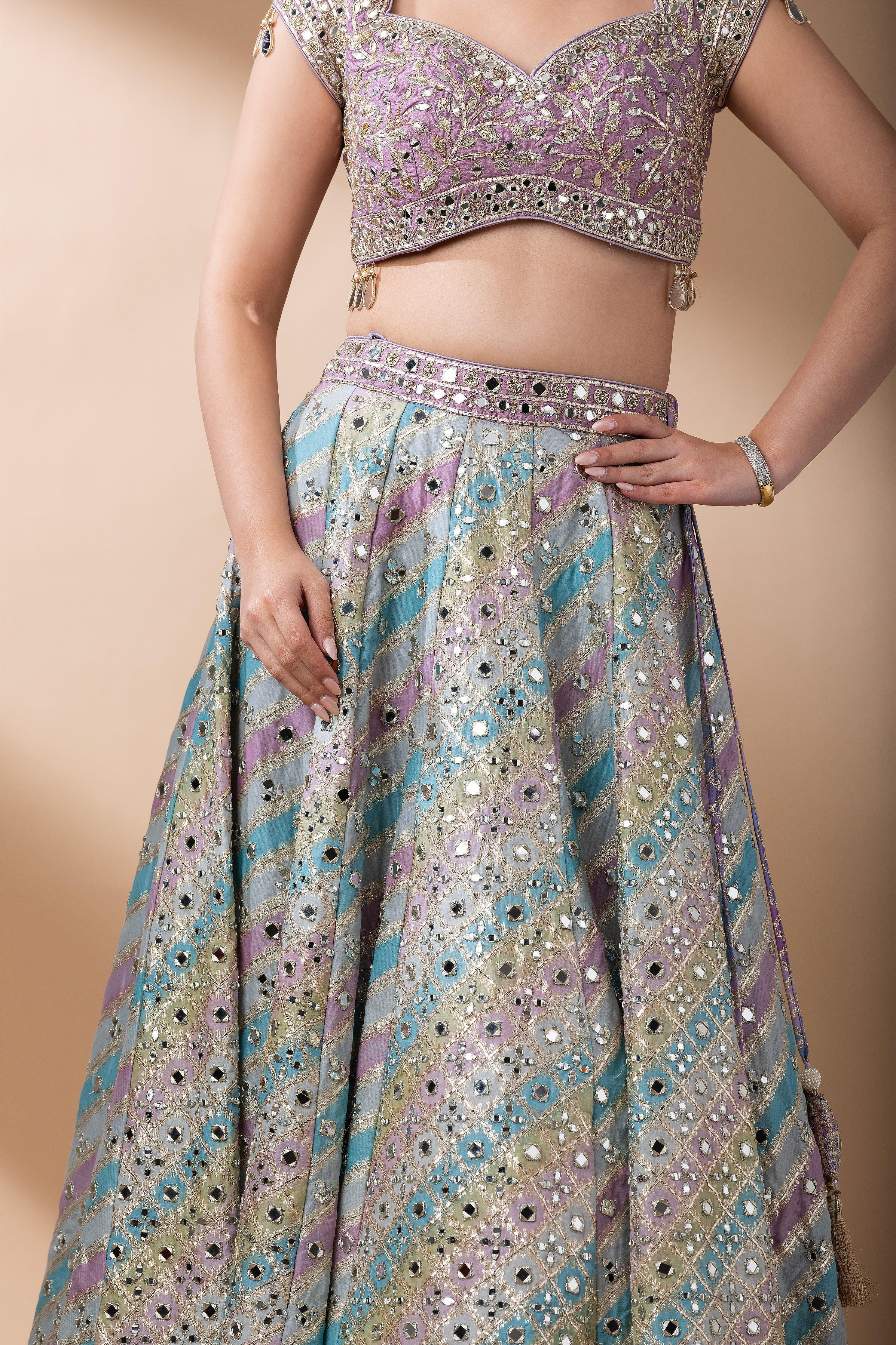Lavender Multicolor Lehenga Set - Mokshaa