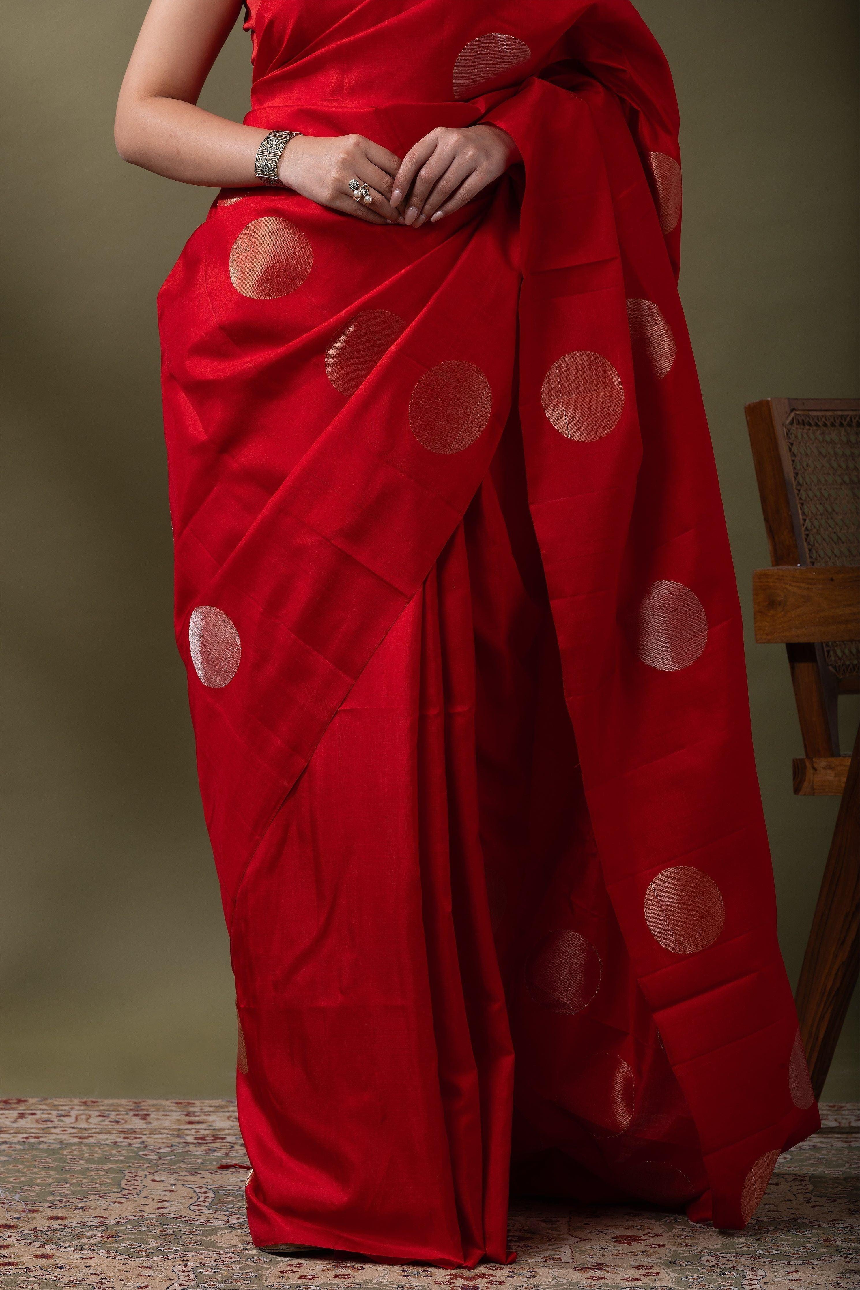 Red Soft Silk Saree - Mokshaa