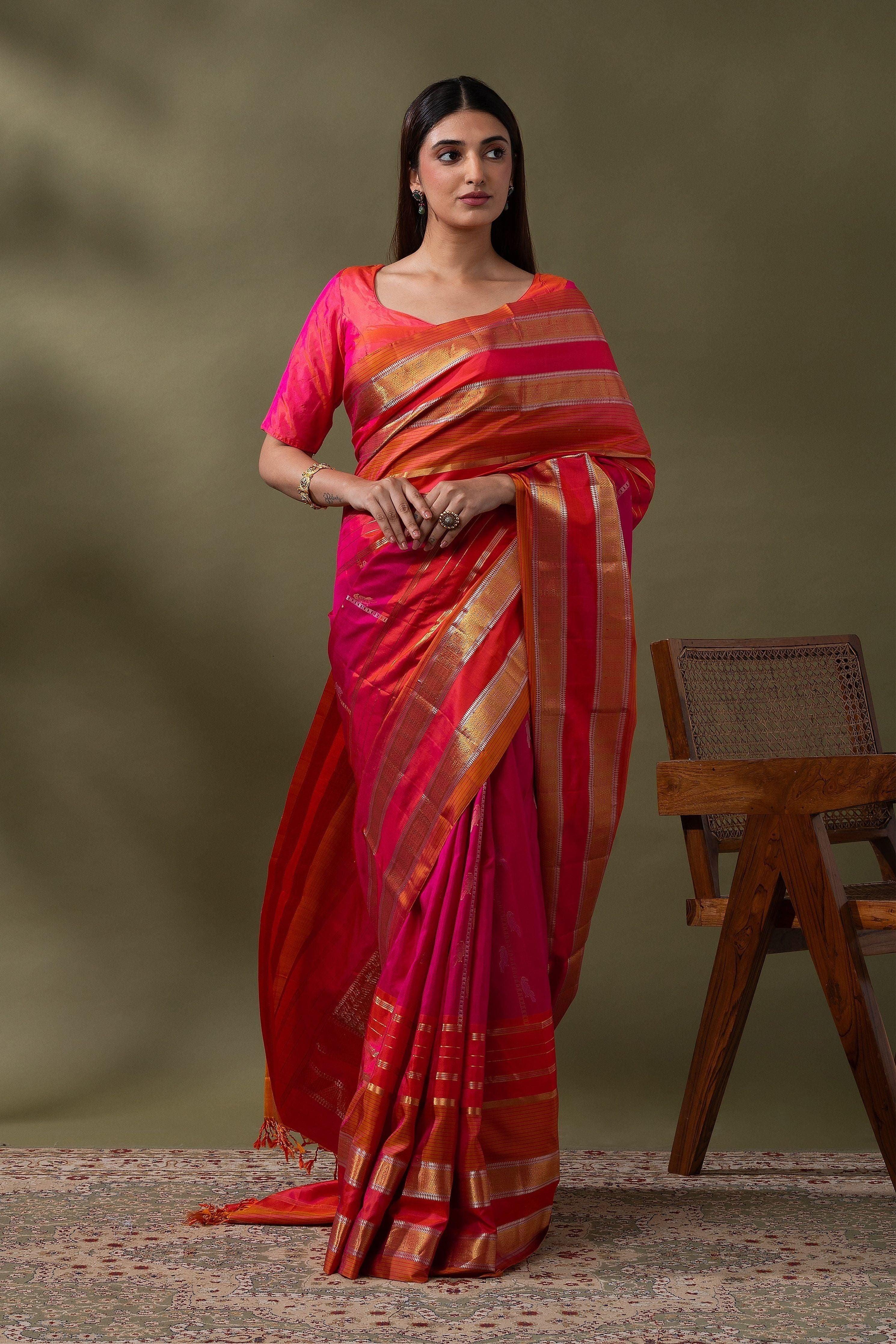 Rani Pink Soft Silk Saree - Mokshaa
