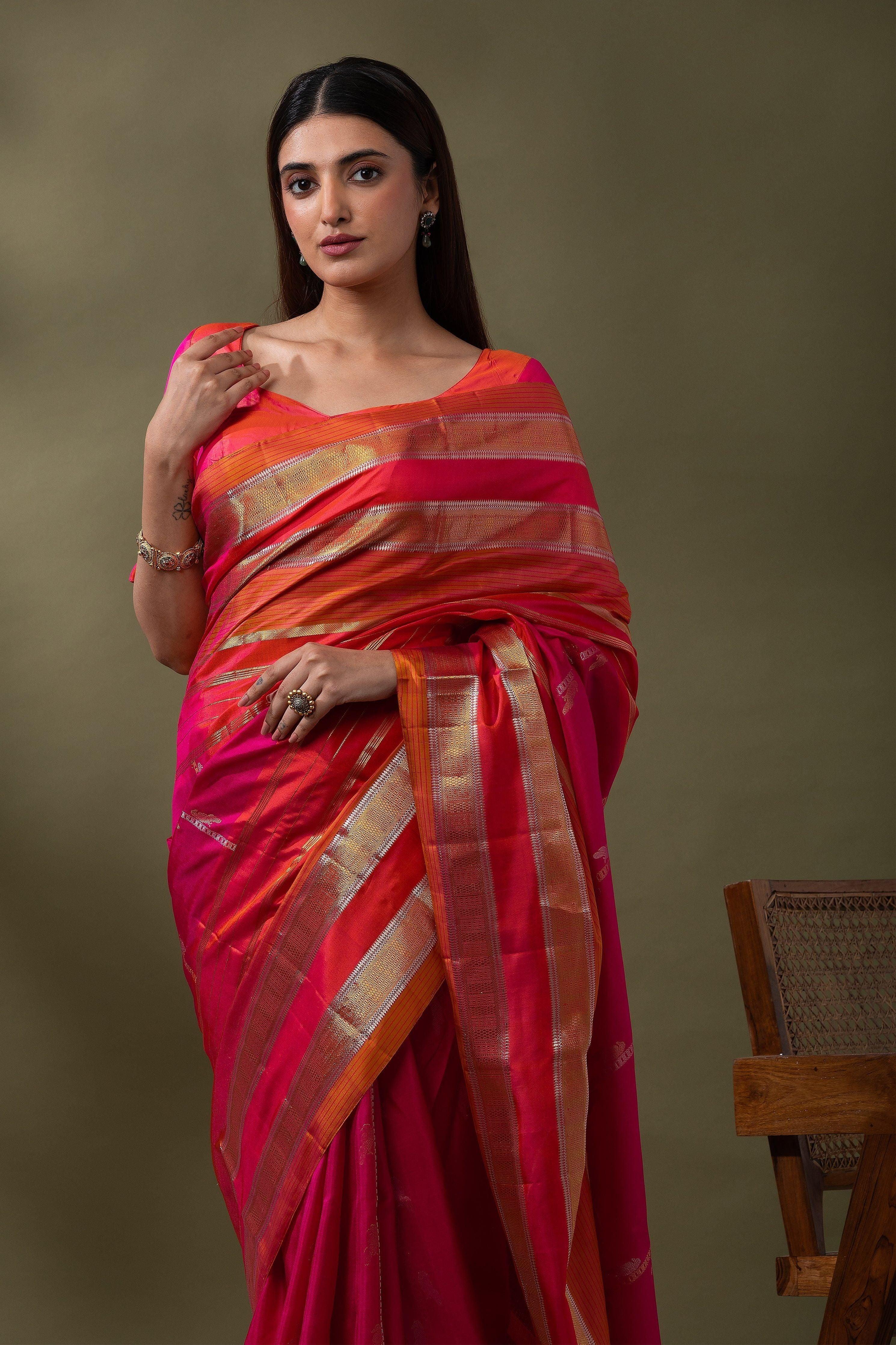 Rani Pink Soft Silk Saree - Mokshaa