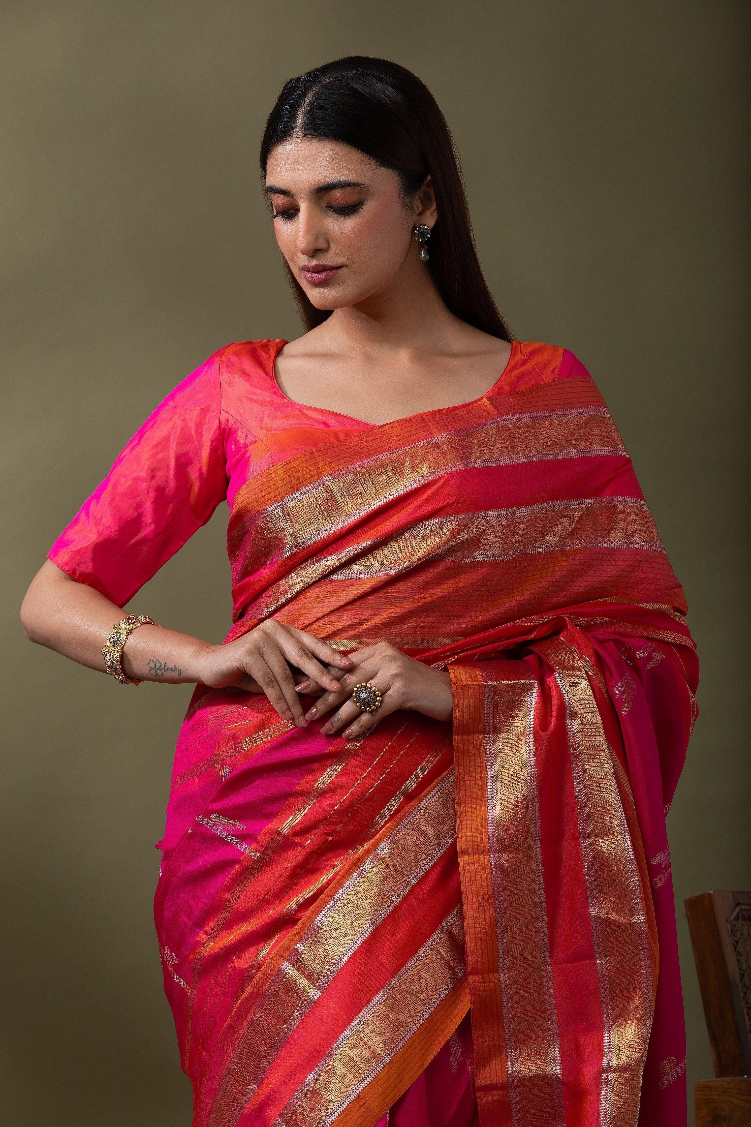 Rani Pink Soft Silk Saree - Mokshaa