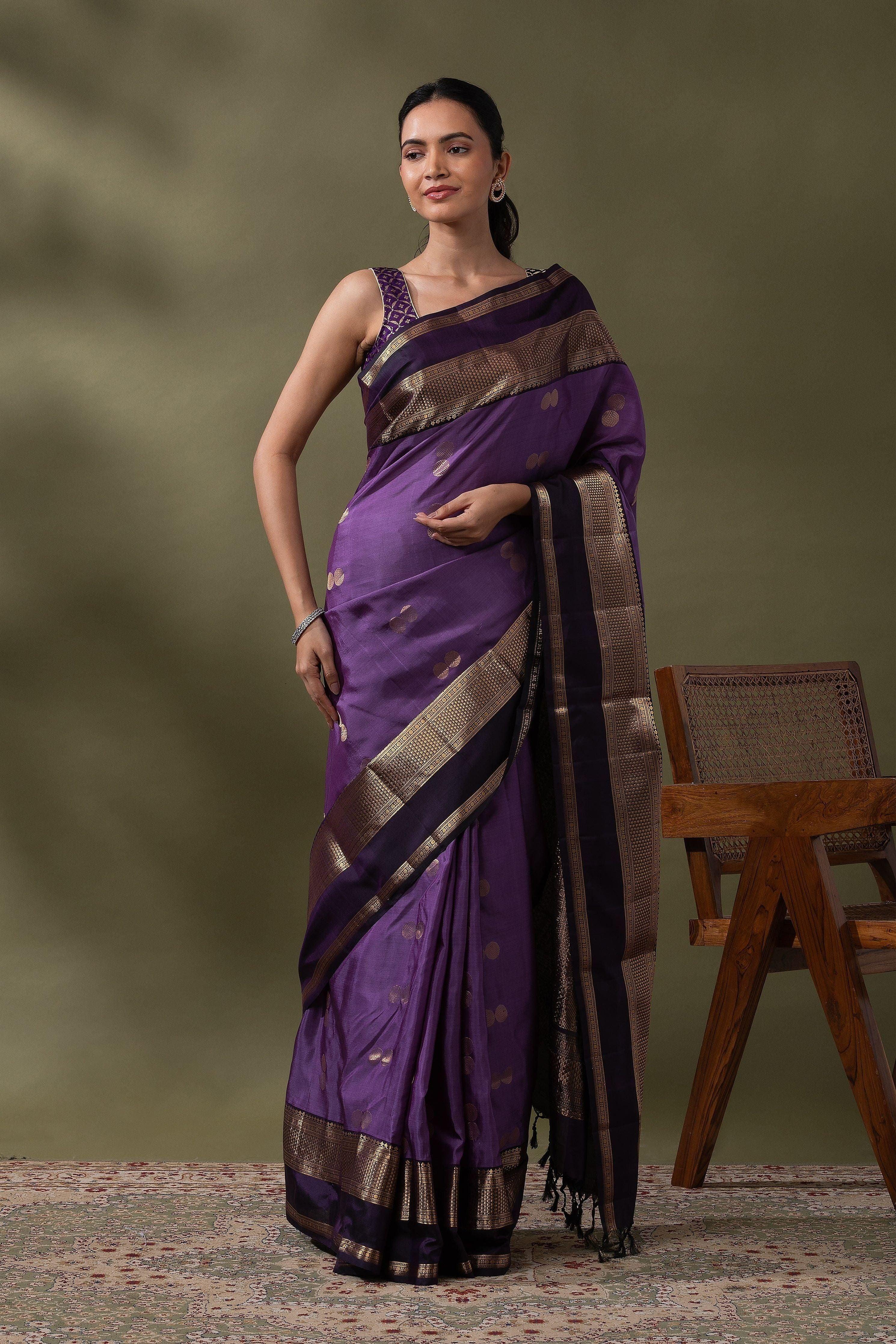 Purple Soft Silk Saree - Mokshaa