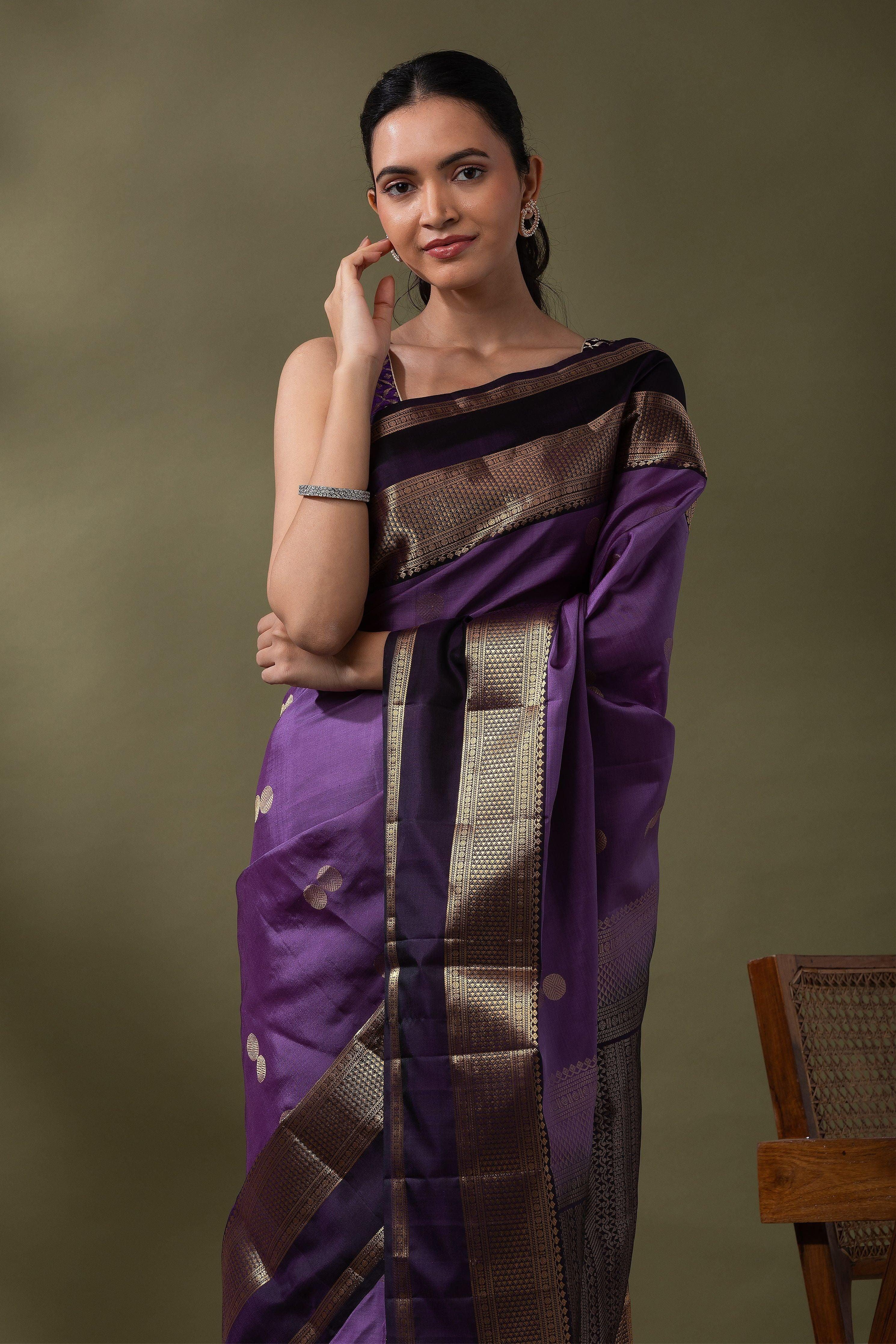 Purple Soft Silk Saree - Mokshaa