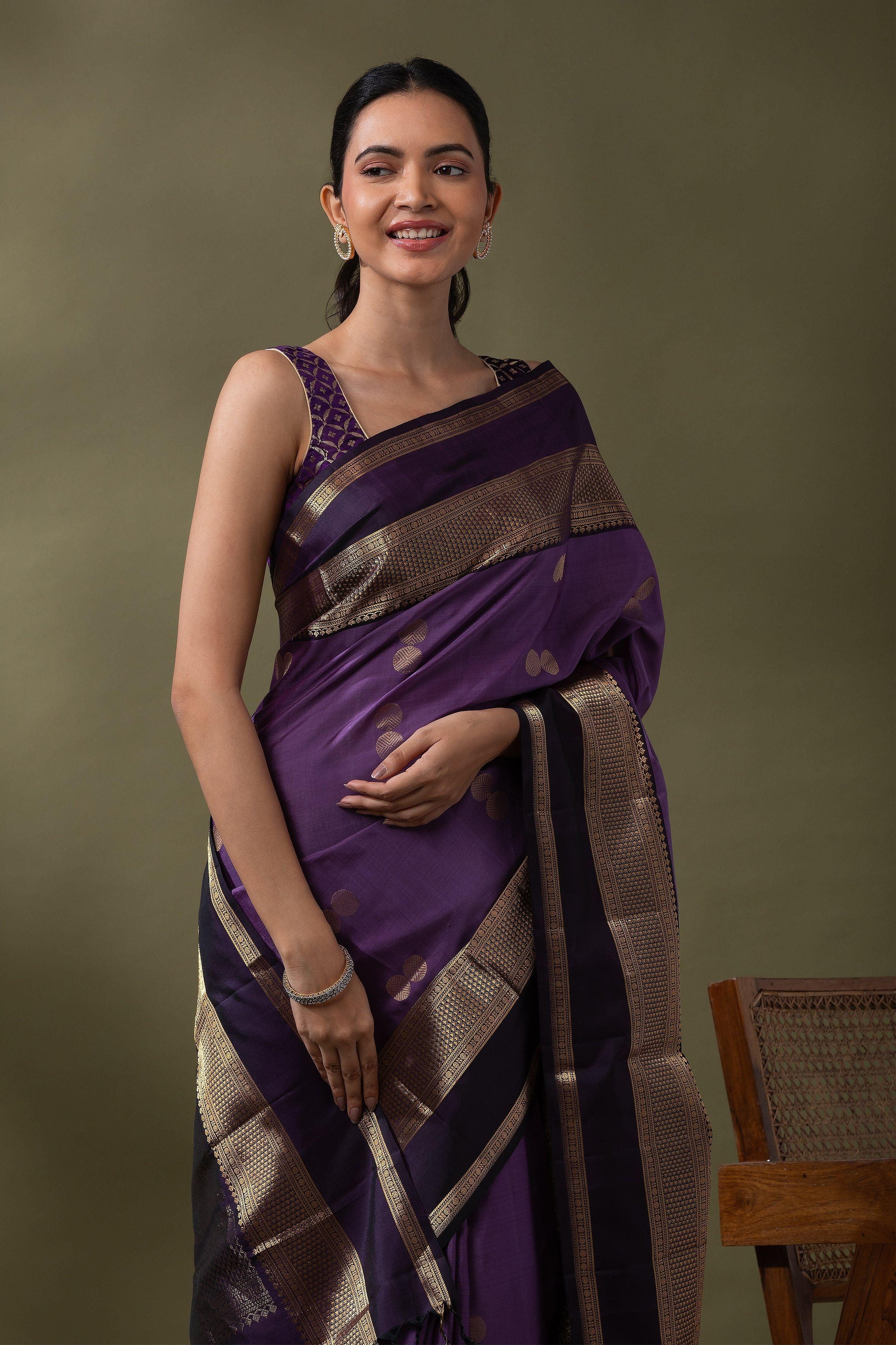 Purple Soft Silk Saree - Mokshaa
