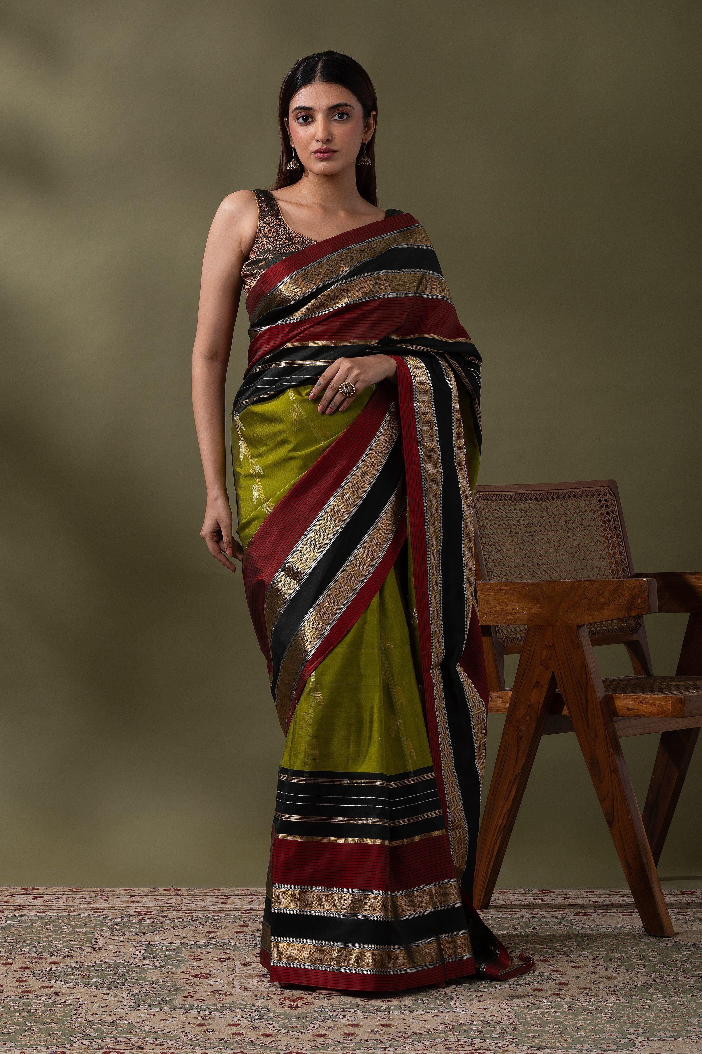 Green Soft Silk Saree - Mokshaa