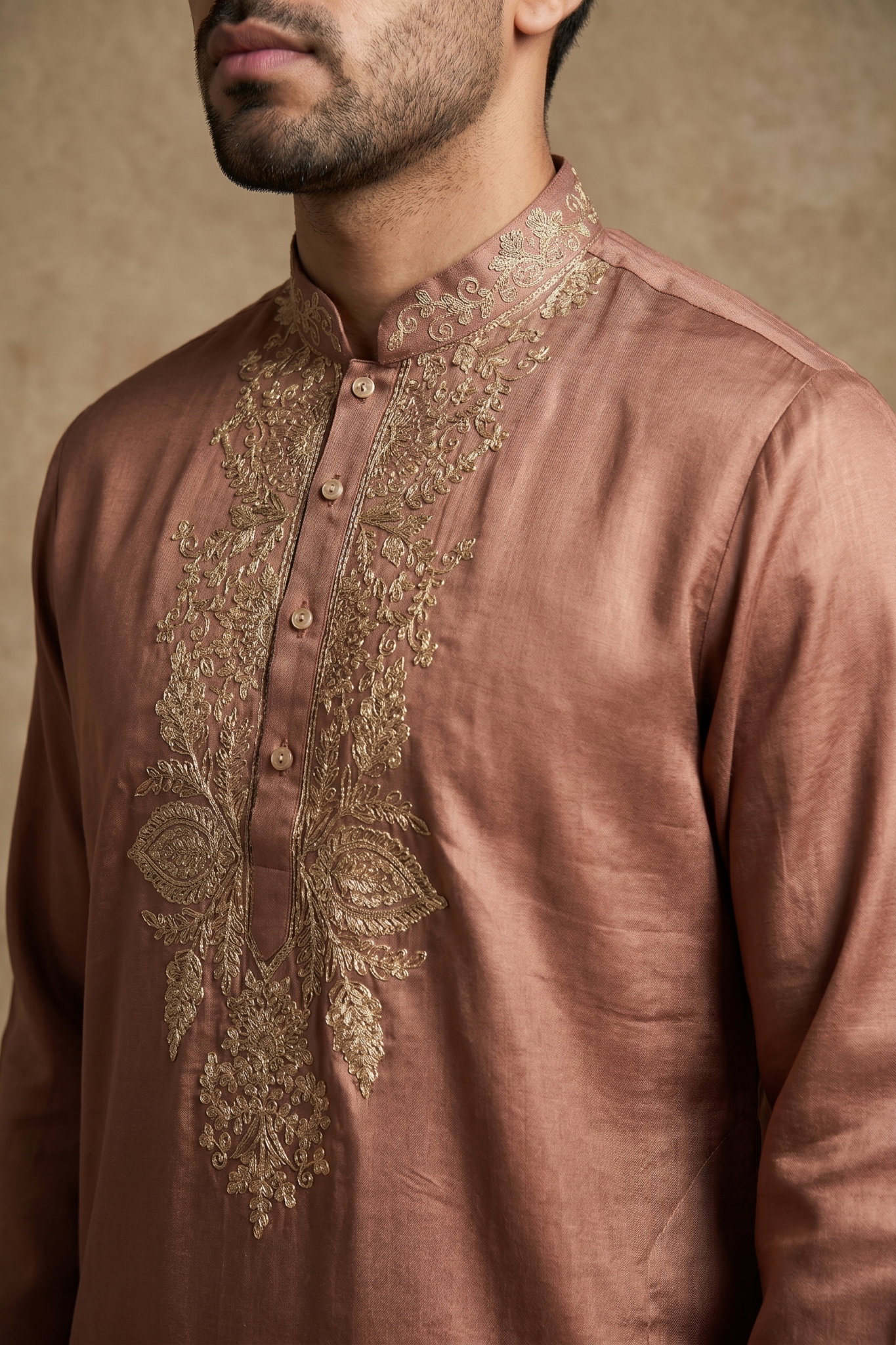 Onion Pink Nysa Silk Kurta Set with Zari, Cutdana and Sequin Work