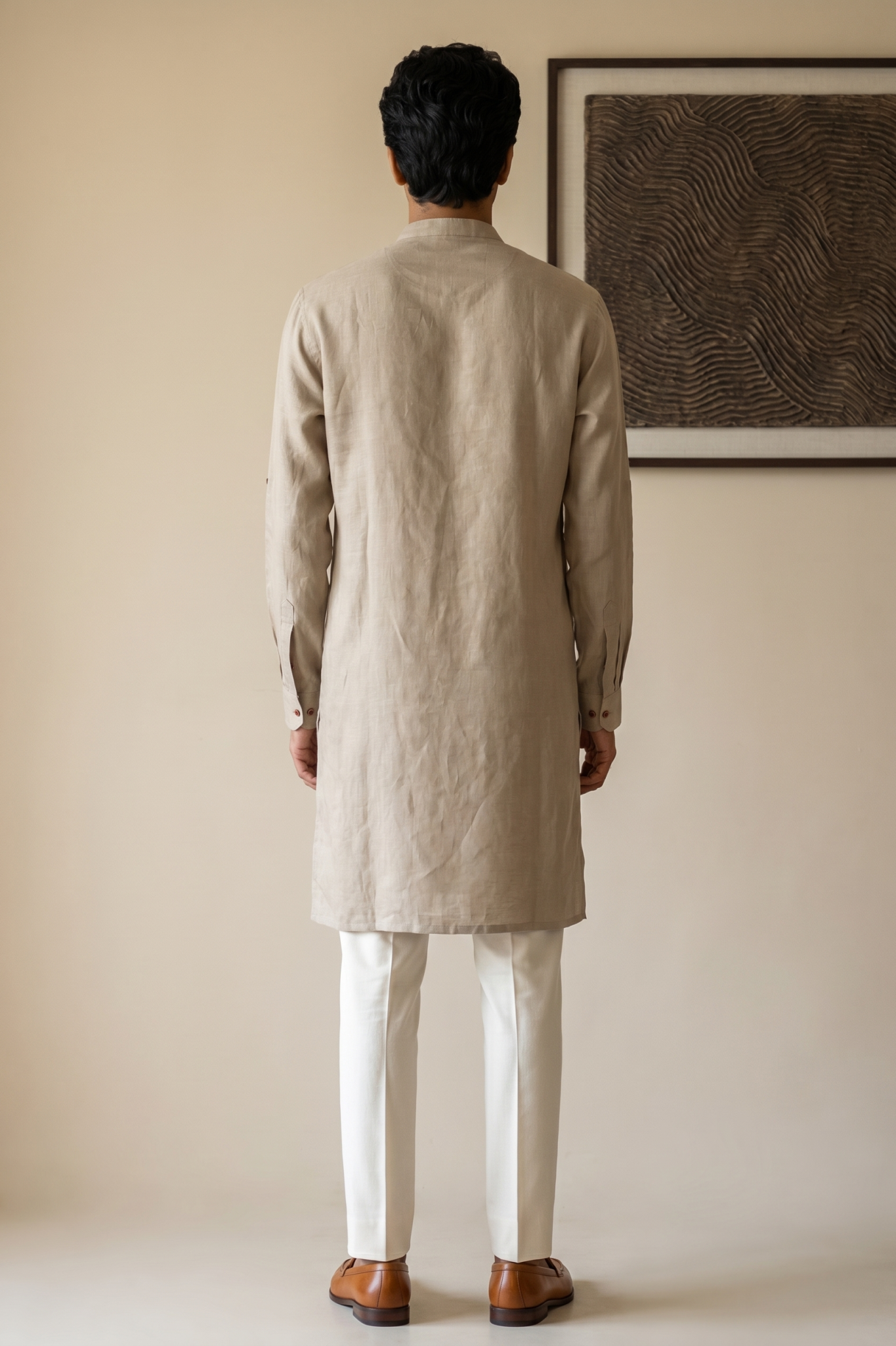 Silver Grey Linen Kurta