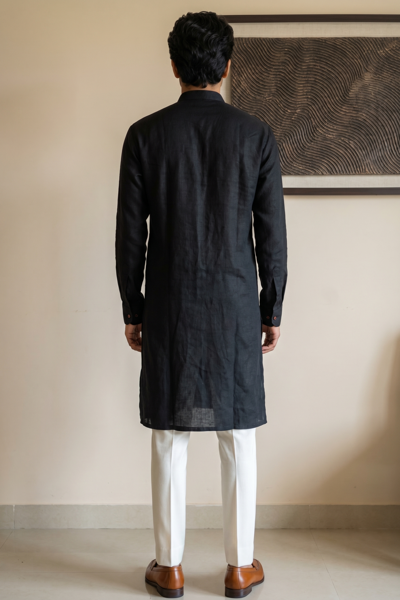 Black Linen Kurta