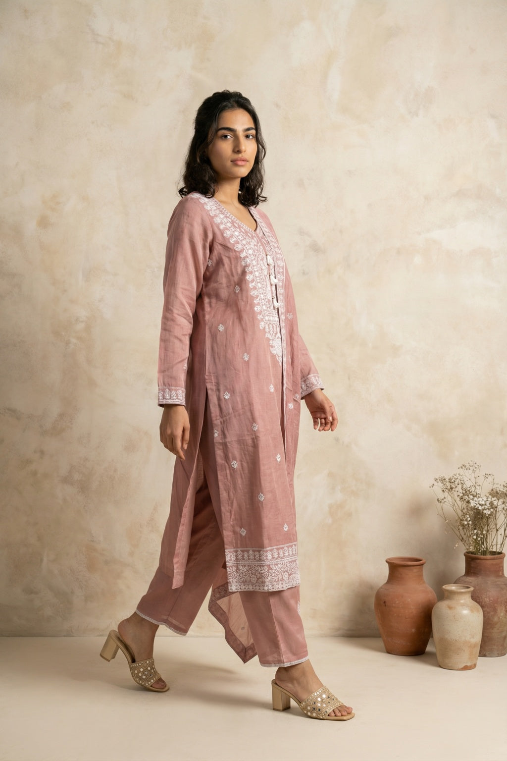 Peach Mul Cotton Salwar Set - Mokshaa