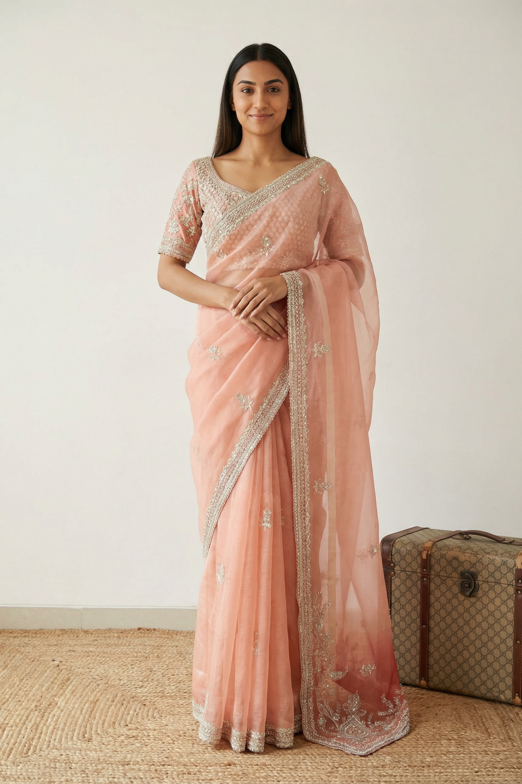 Onion Pink Organza Saree