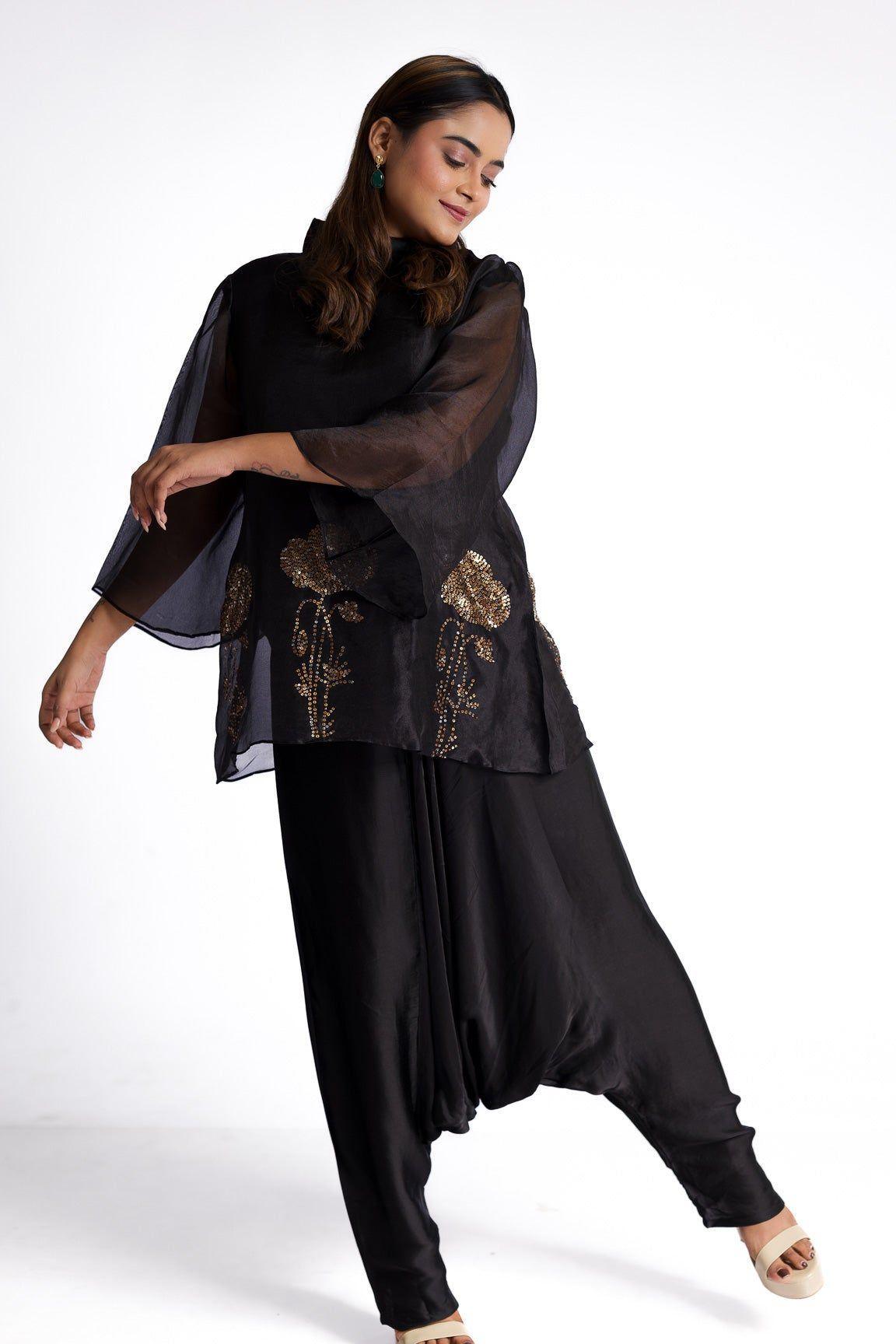 Black Organza Indowestern - Mokshaa