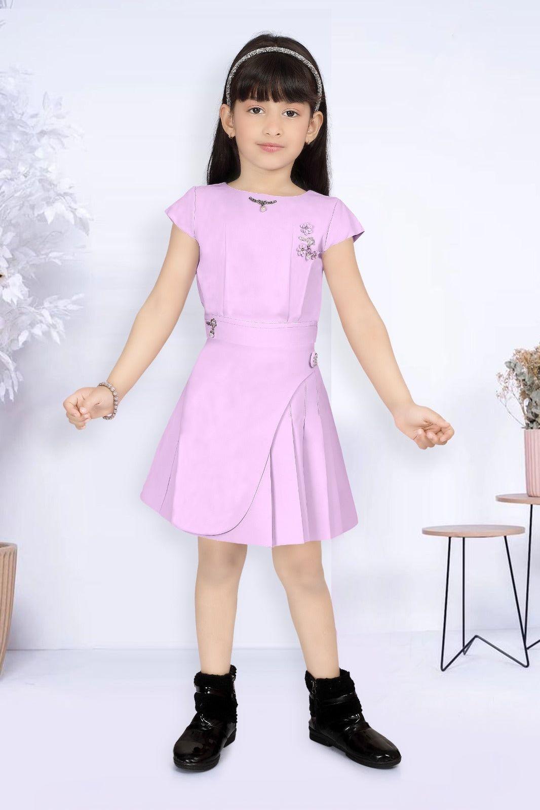 Lavender Embellished Top and Skirt Set - Mokshaa