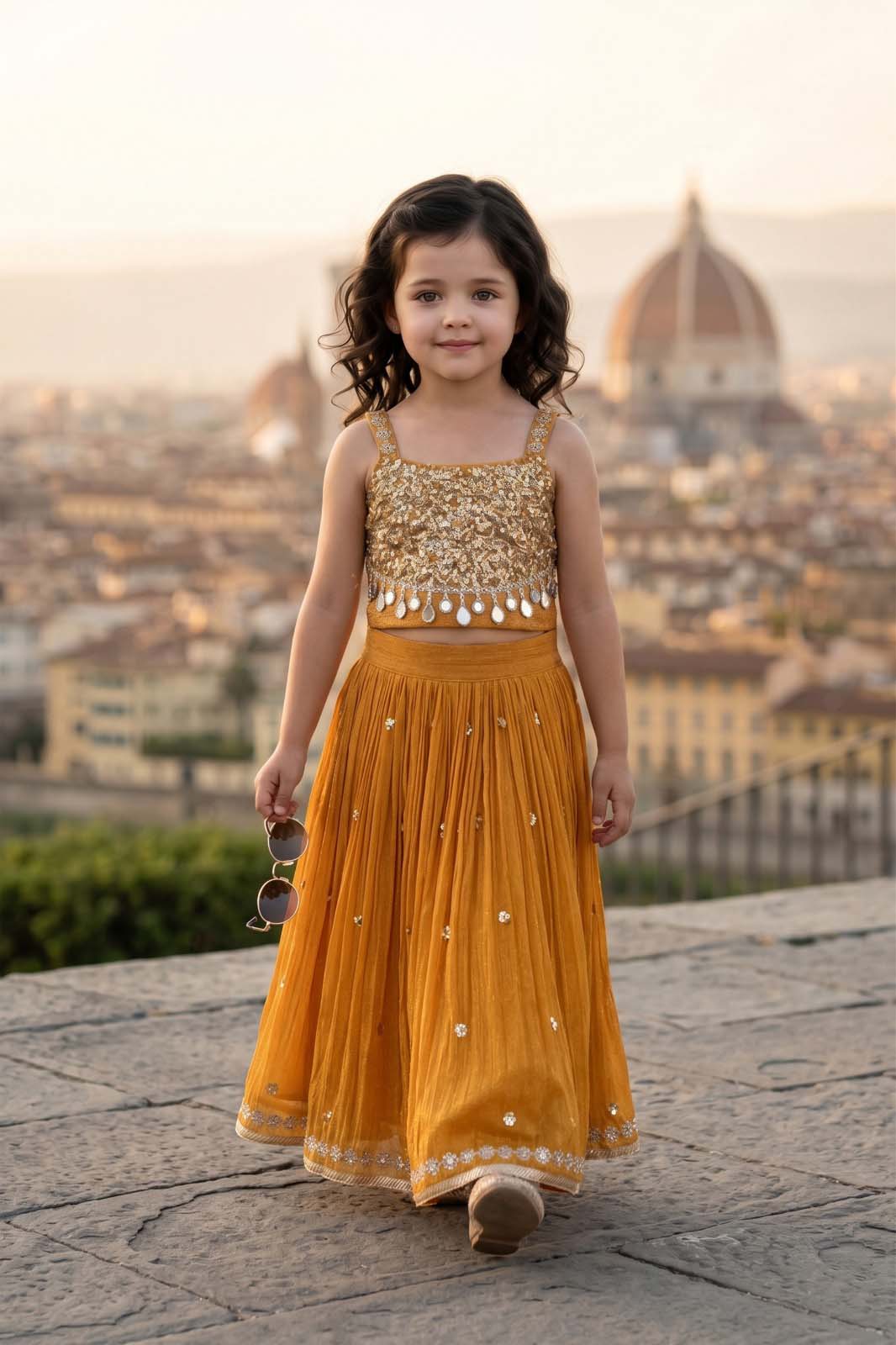 Mustard Lehenga Set with Sequin Embroidery