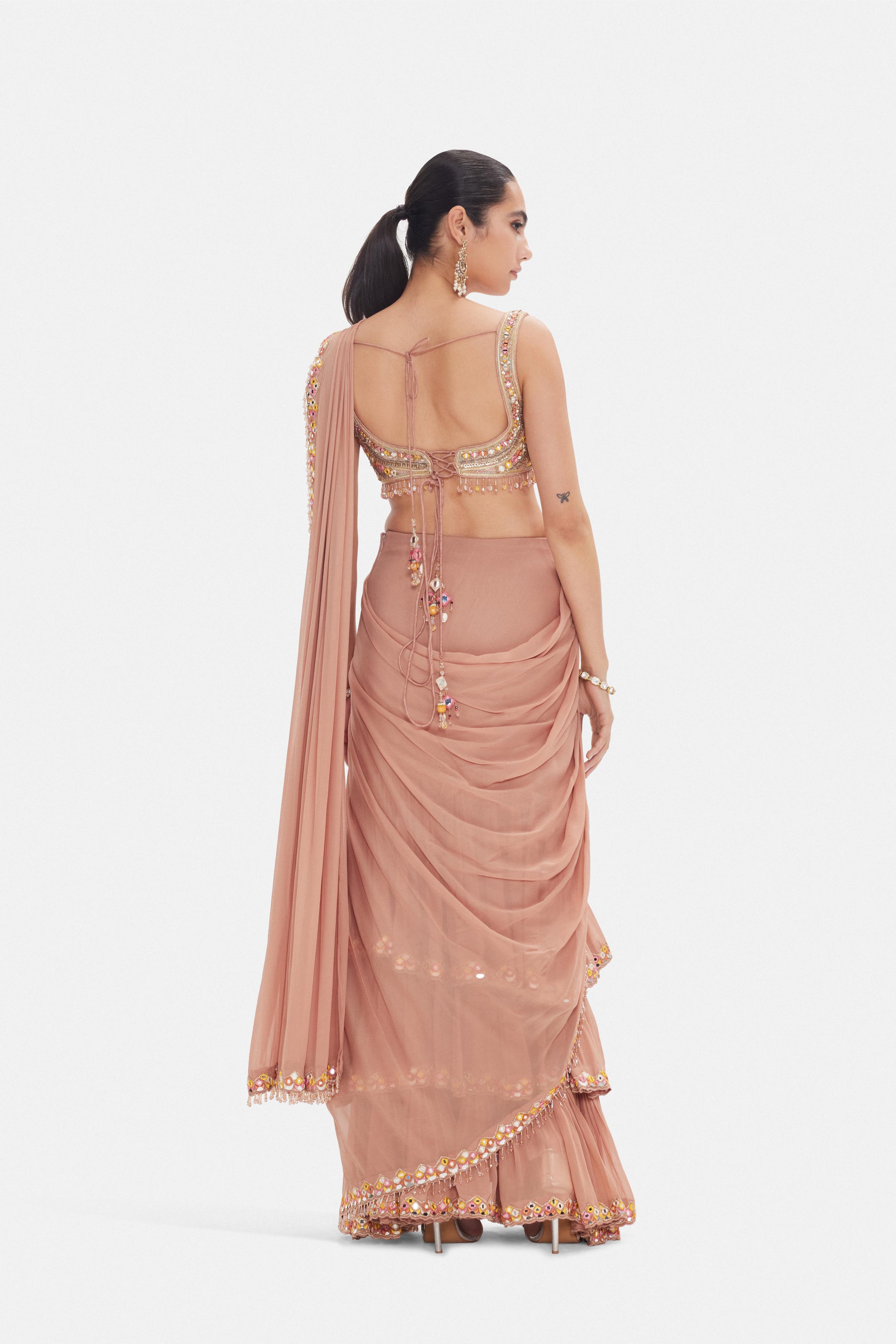 The Muted Peach Saree Set