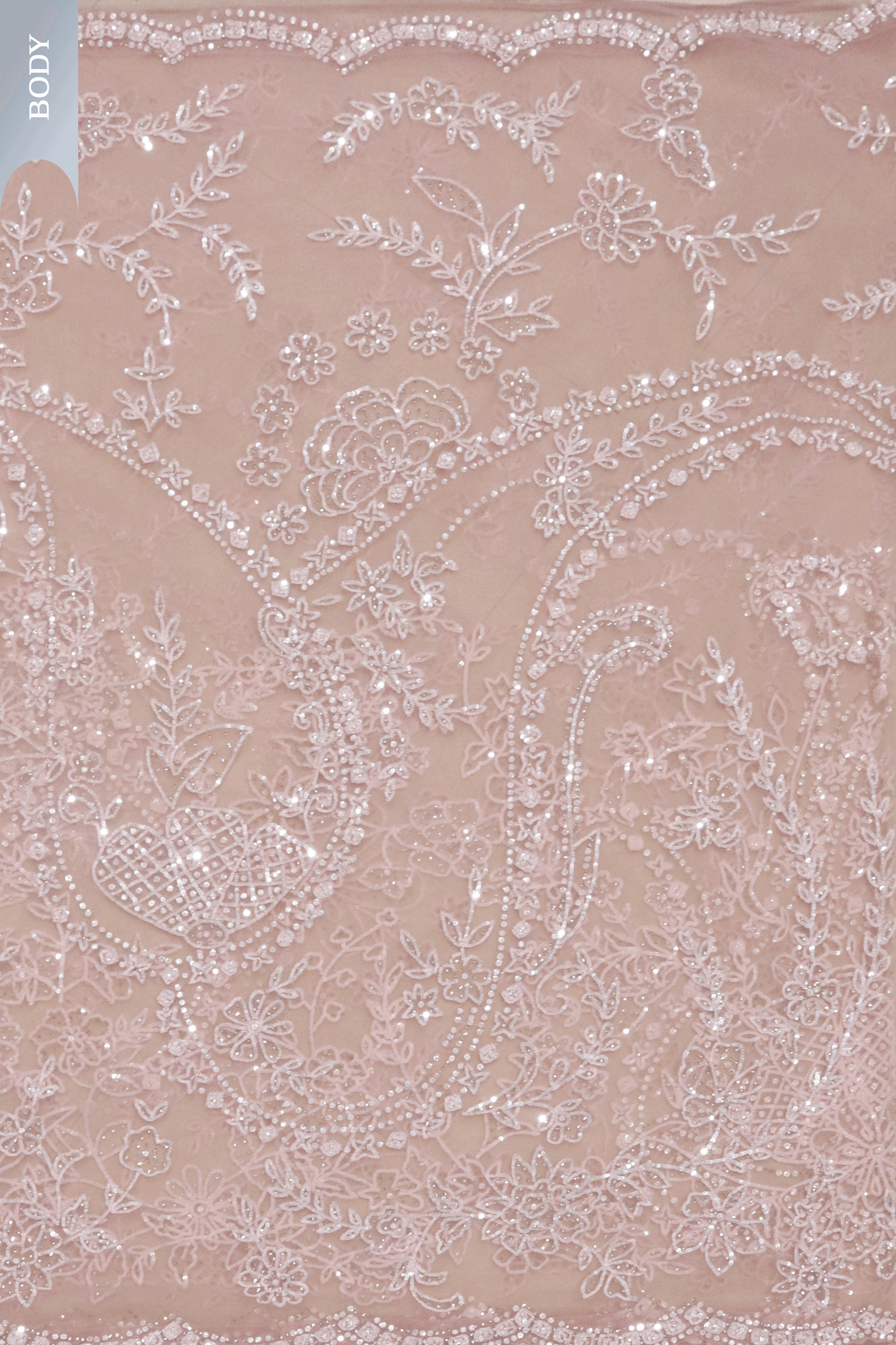 Soft Pink Net Saree with Sequin & Stone Embroidery - Mokshaa
