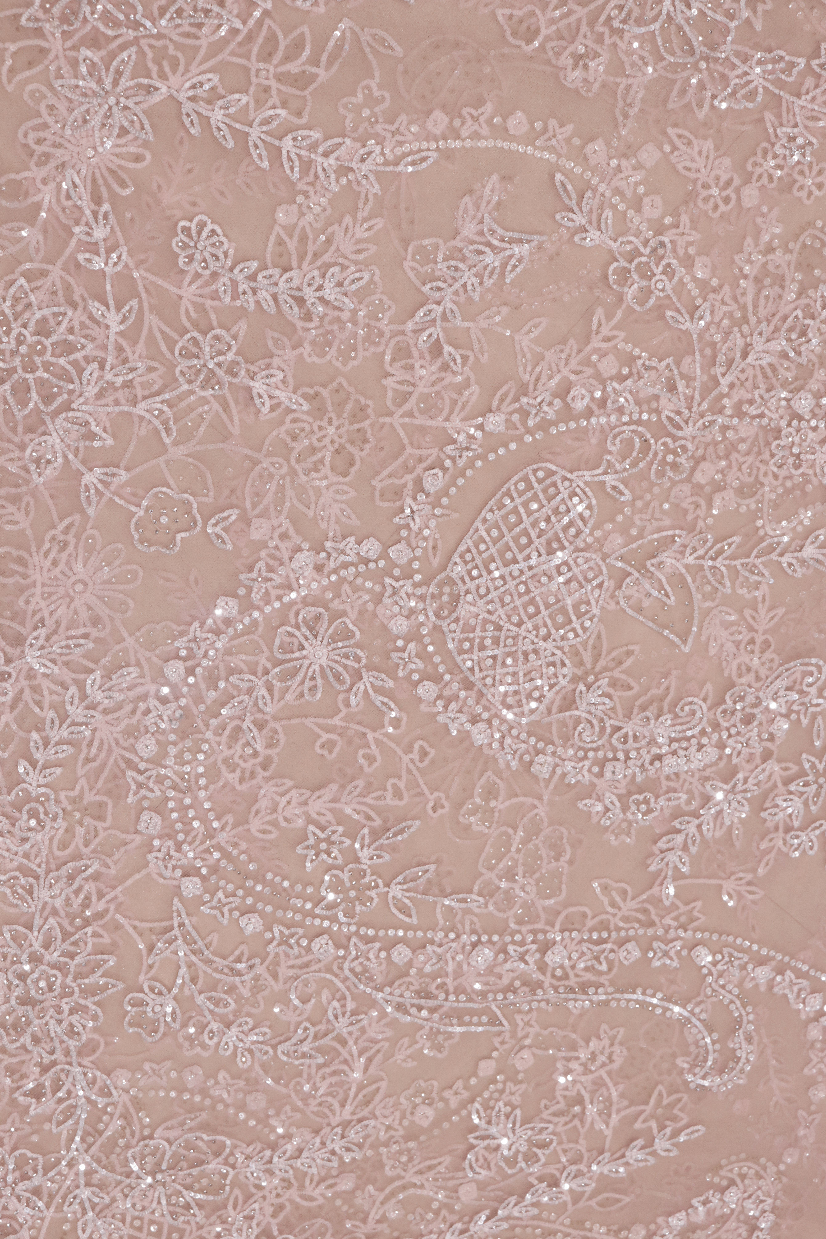 Soft Pink Net Saree with Sequin & Stone Embroidery - Mokshaa