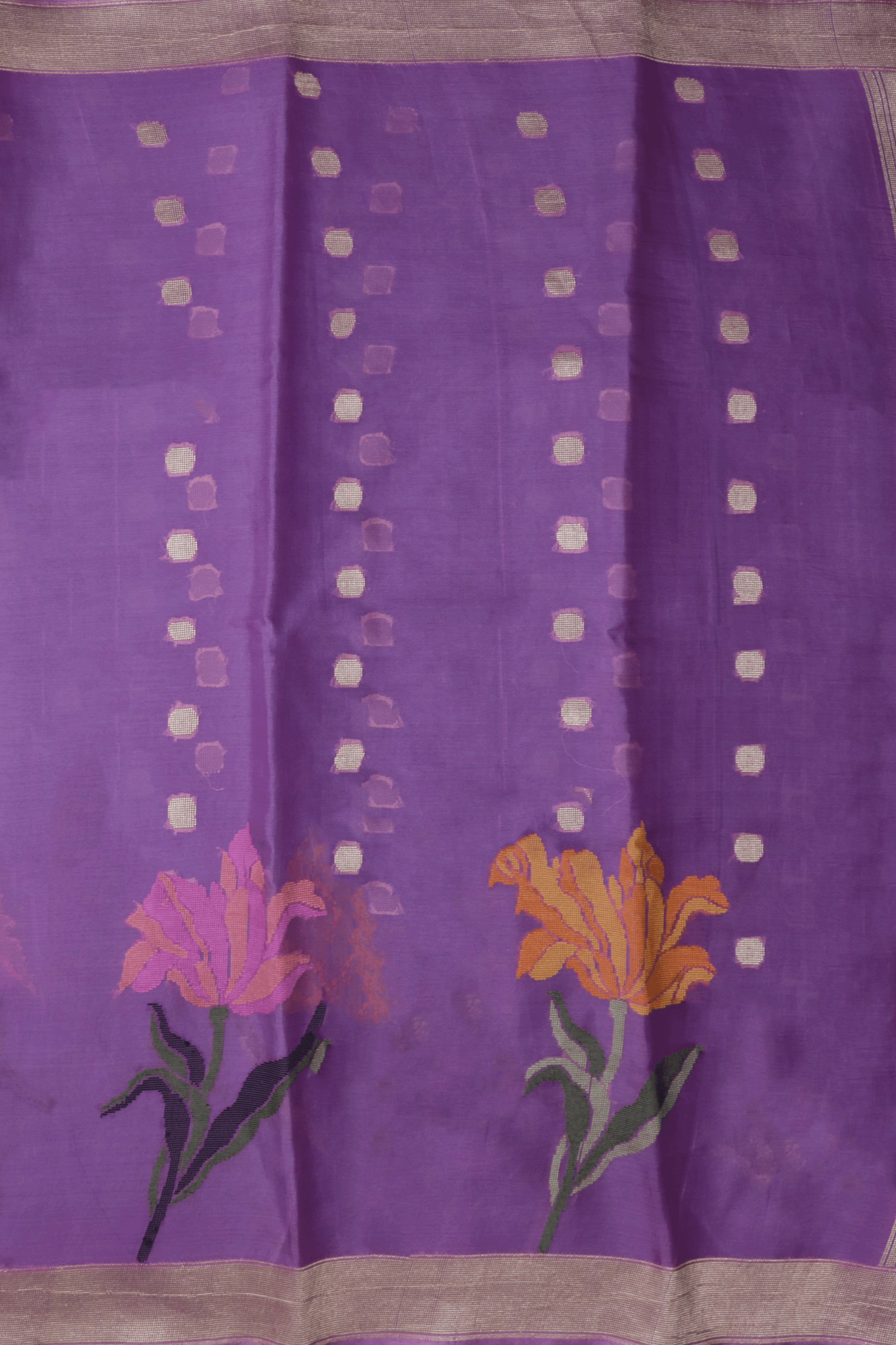 Purple and Aqua Blue Shaded Banarasi Kora Silk Saree - Mokshaa