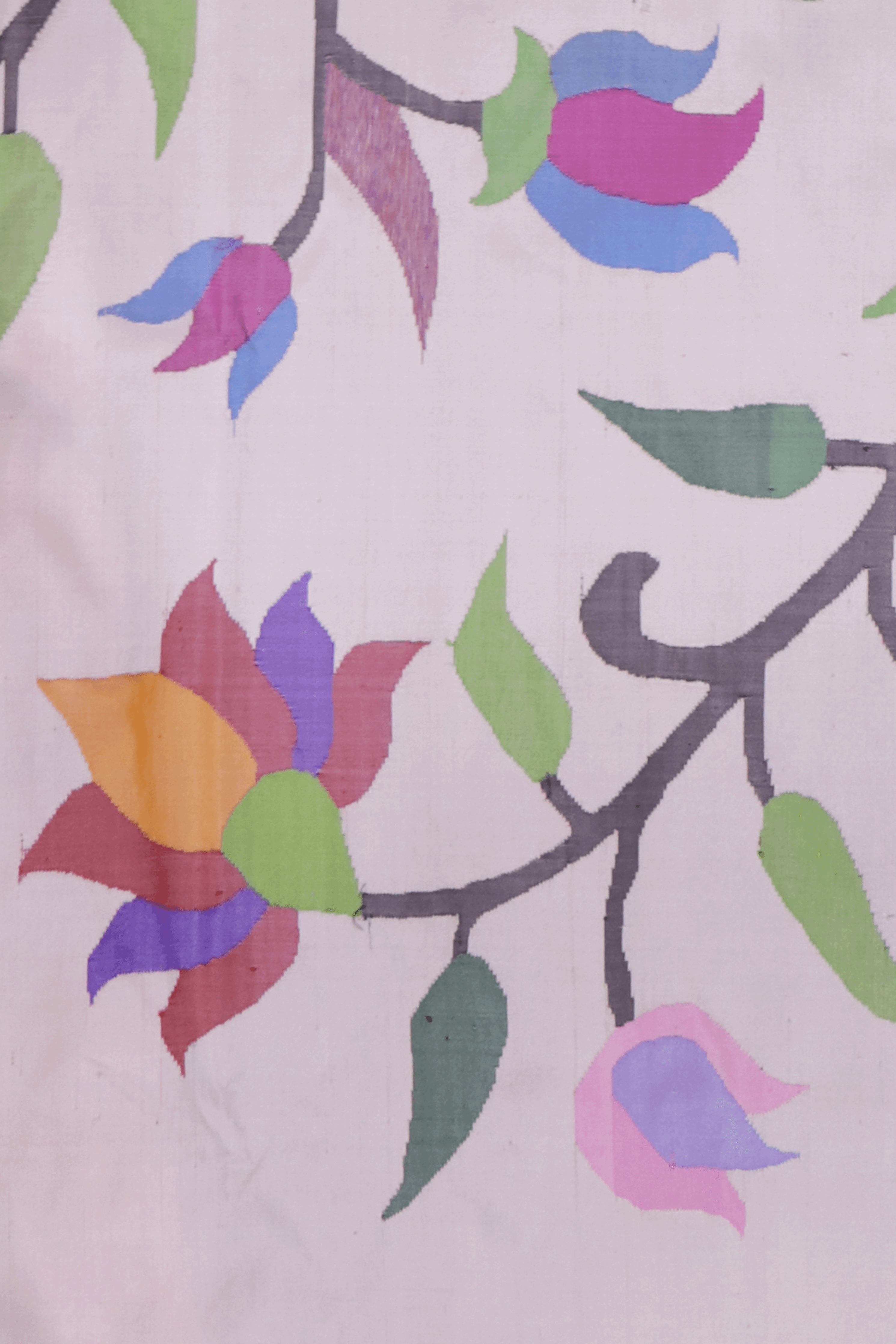 Blush Pink Paithani Saree with Multicolour Lotus Jaal and Muniya Border - Mokshaa