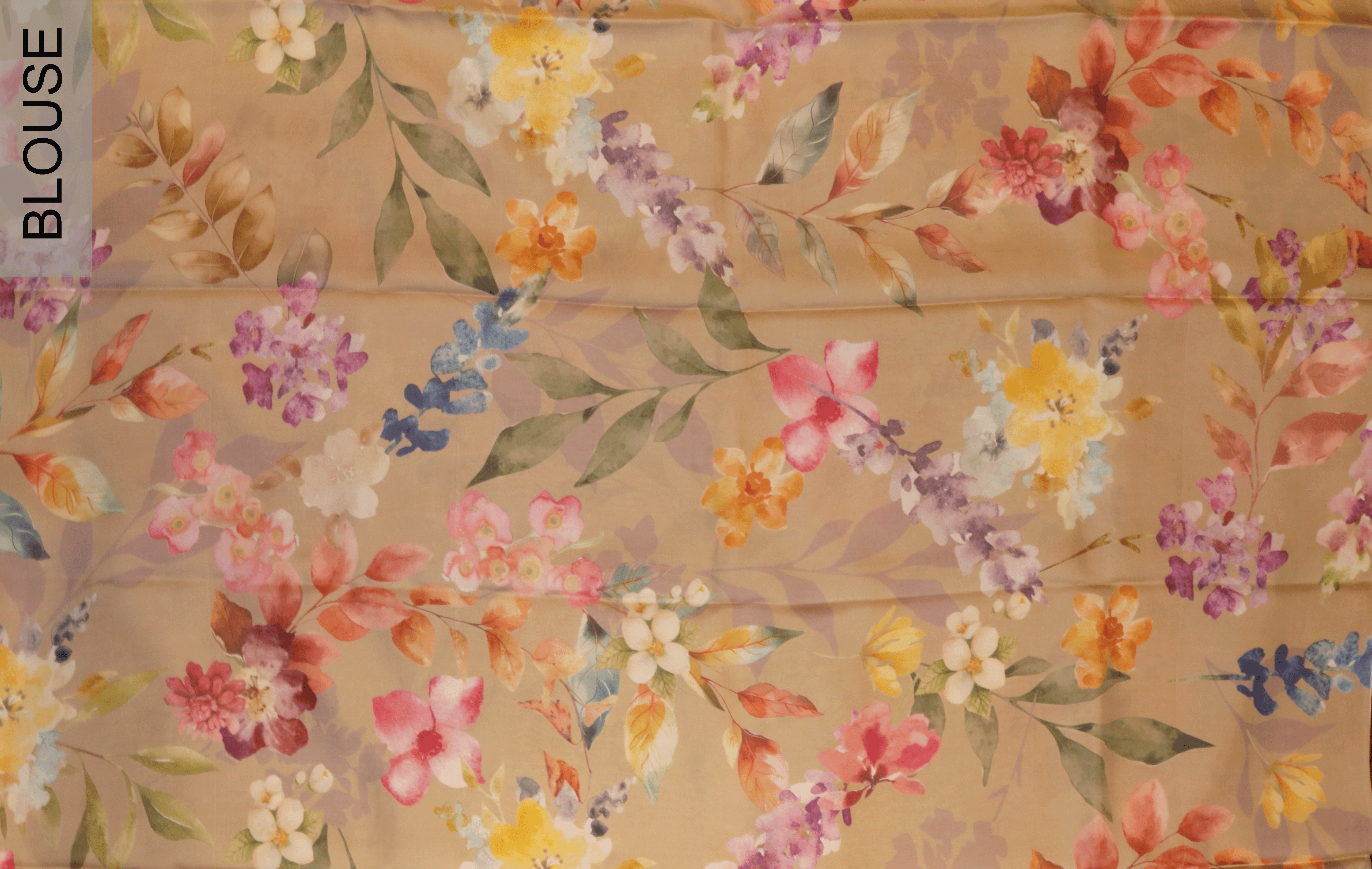 Beige Printed Satin Silk Saree - Mokshaa