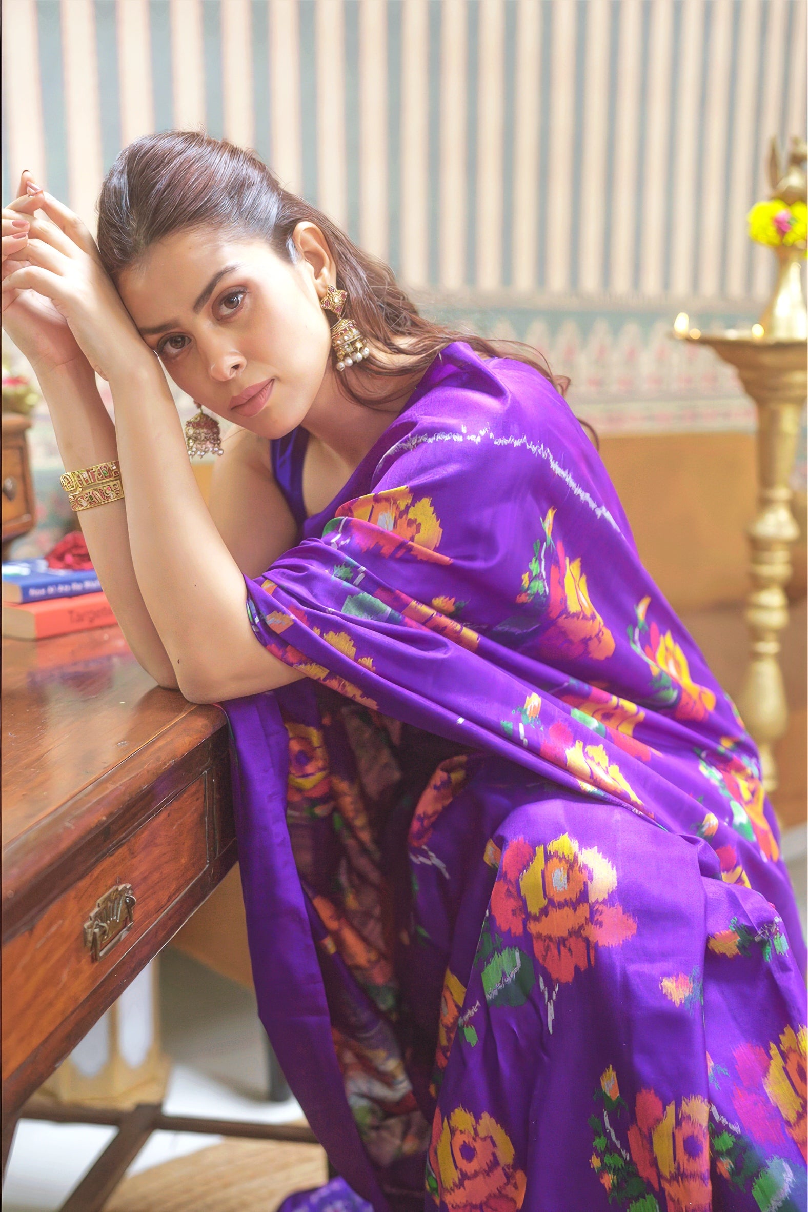 Purple Twill Silk Patola Weaving Saree