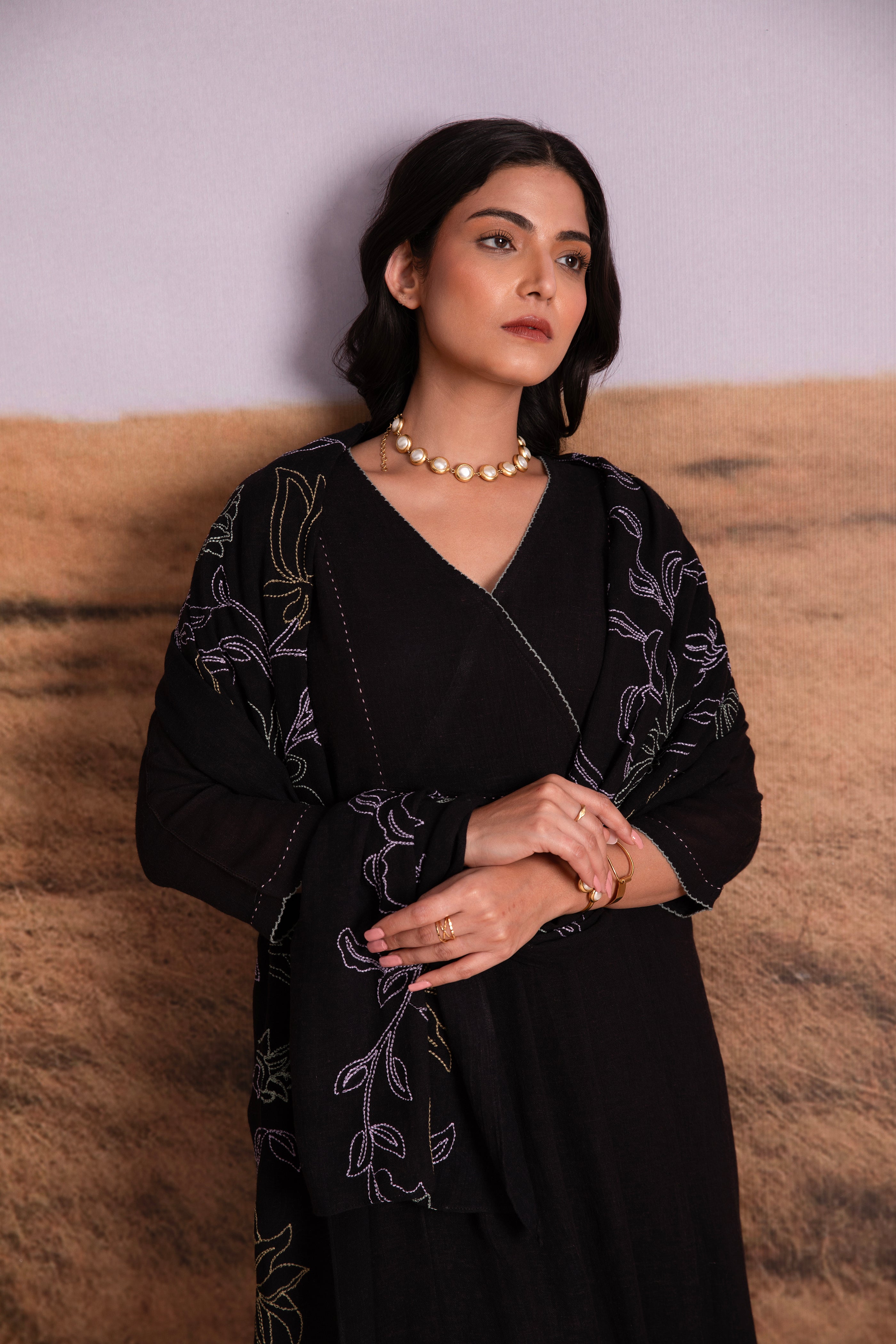 Black Linen Salwar Set - Mokshaa