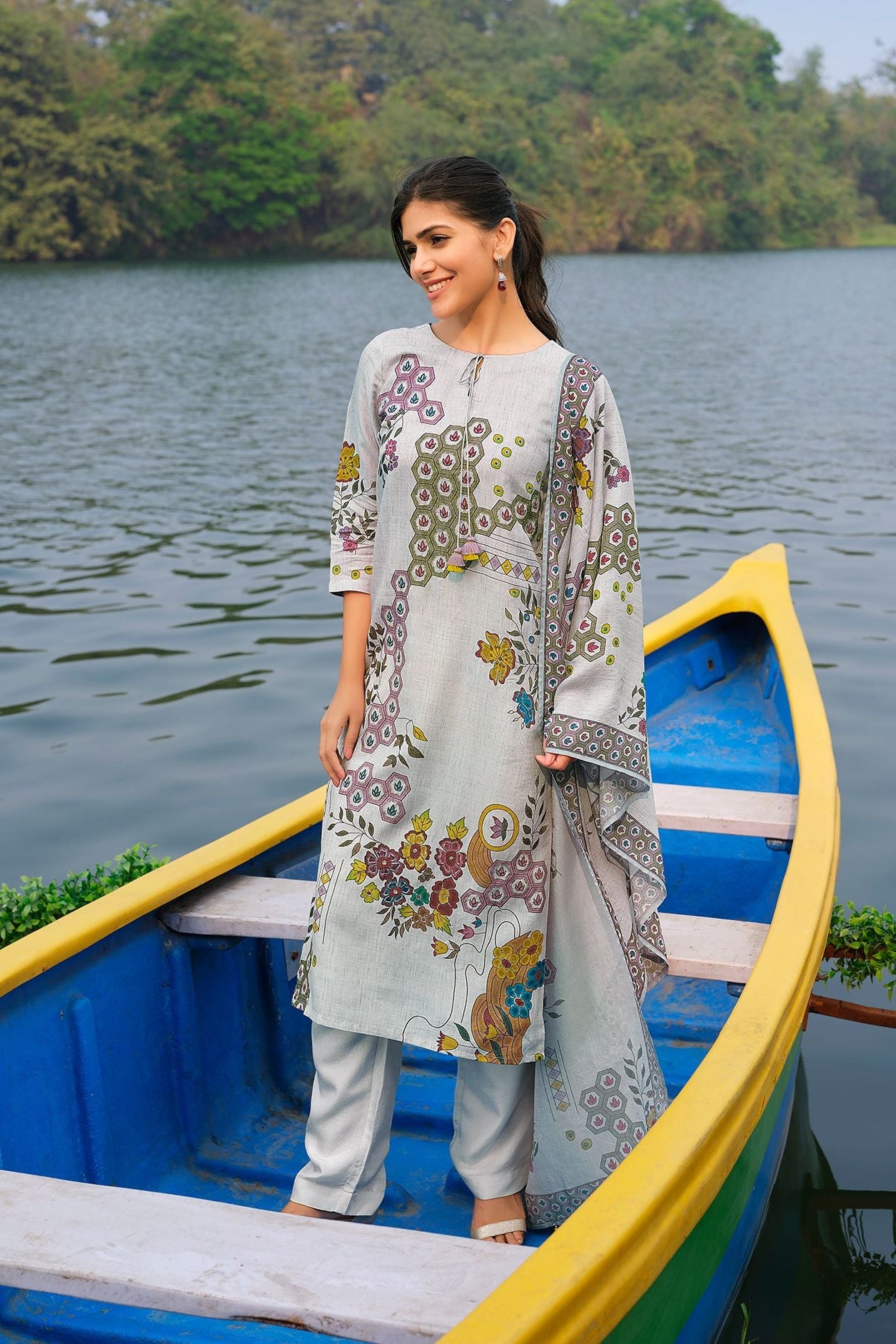 Grey Printed Salwar Set