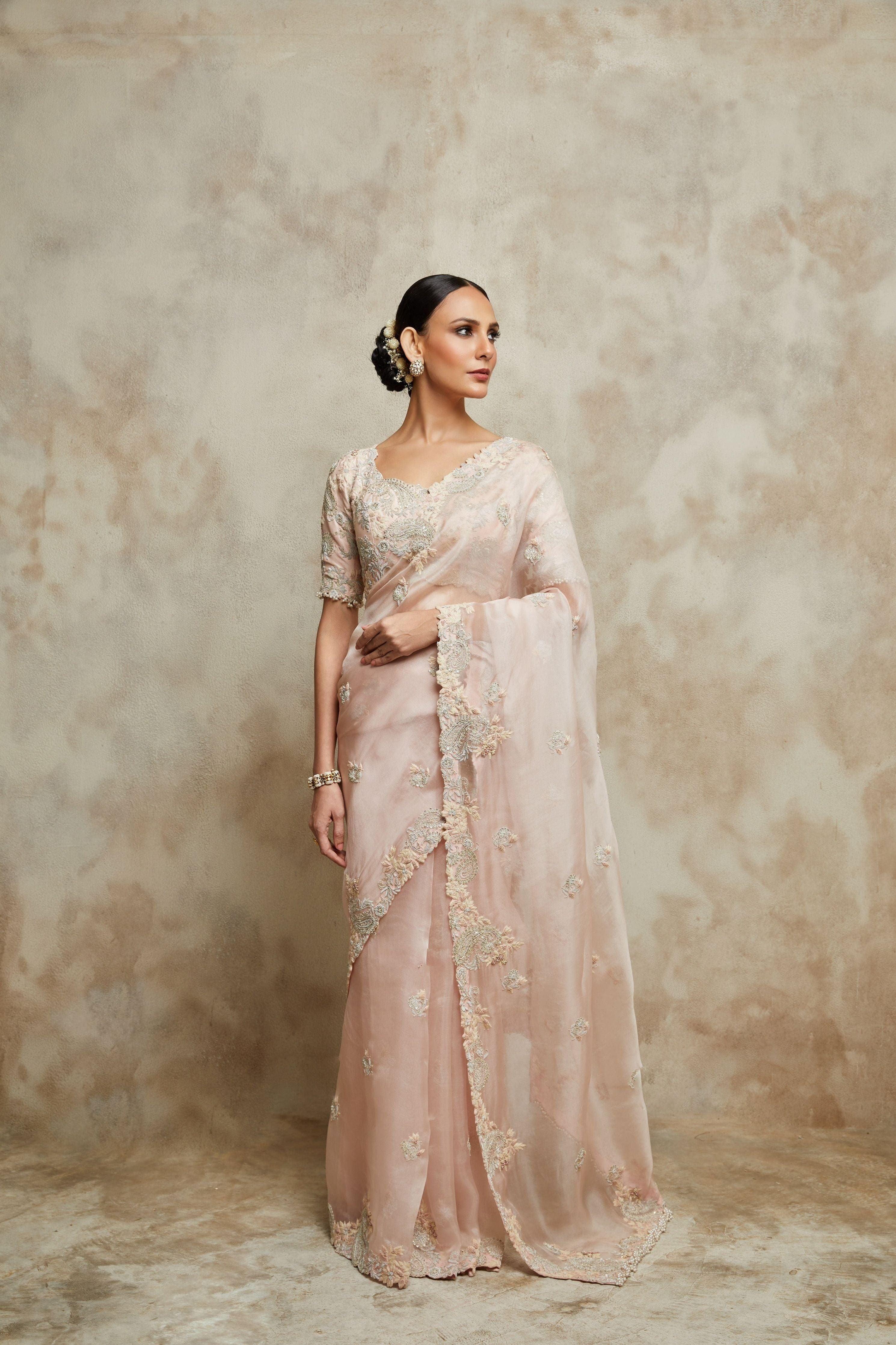Falmingo Organza Saree With Silk Blouse - Mokshaa