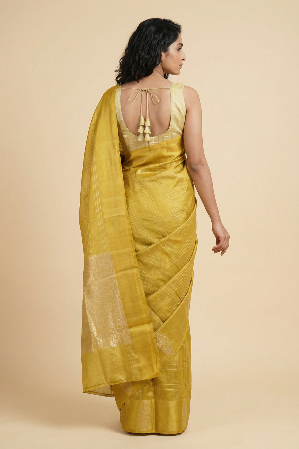 Mustard Chanderi Silk Banarasi Saree