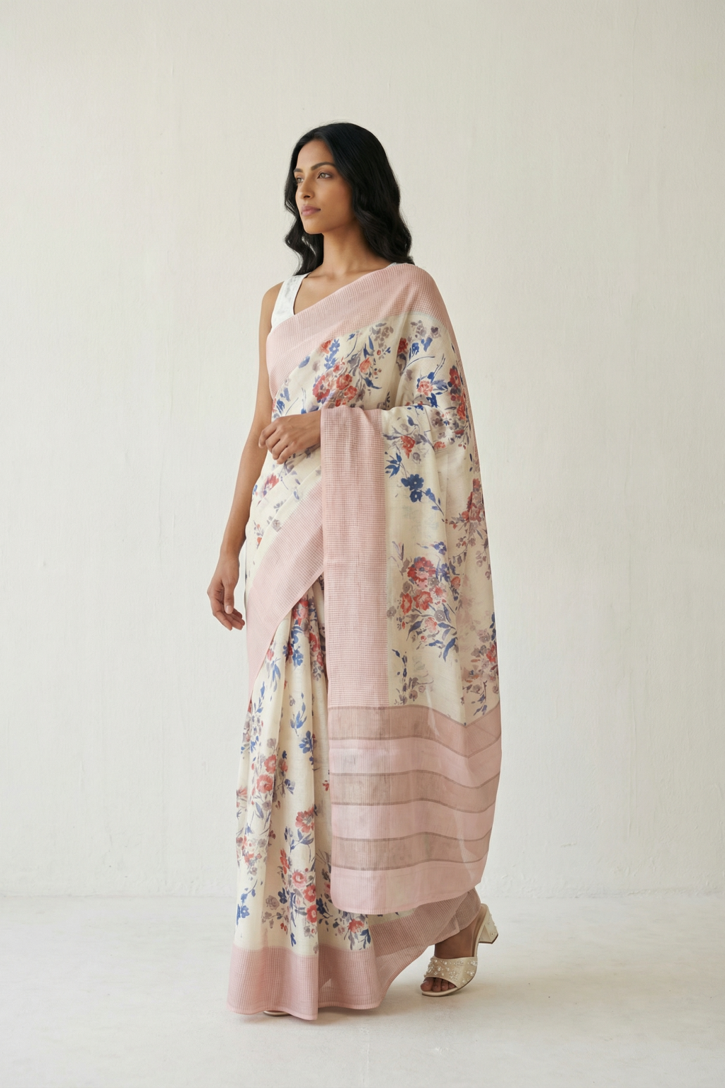 Off White Tussar Silk Saree
