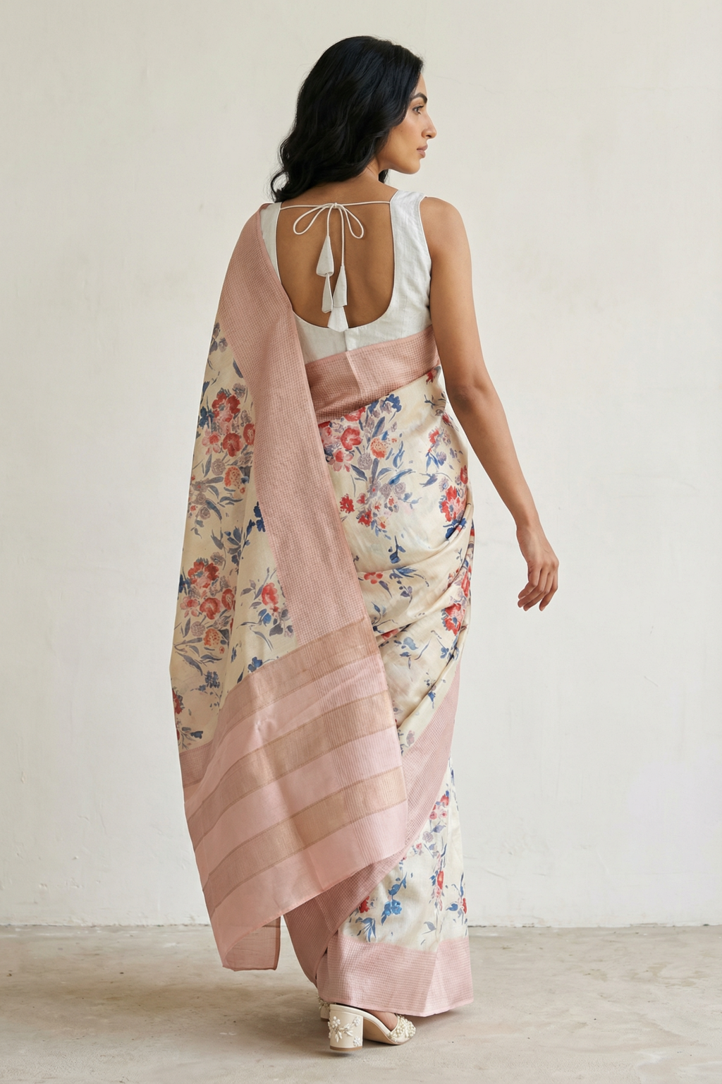 Off White Tussar Silk Saree