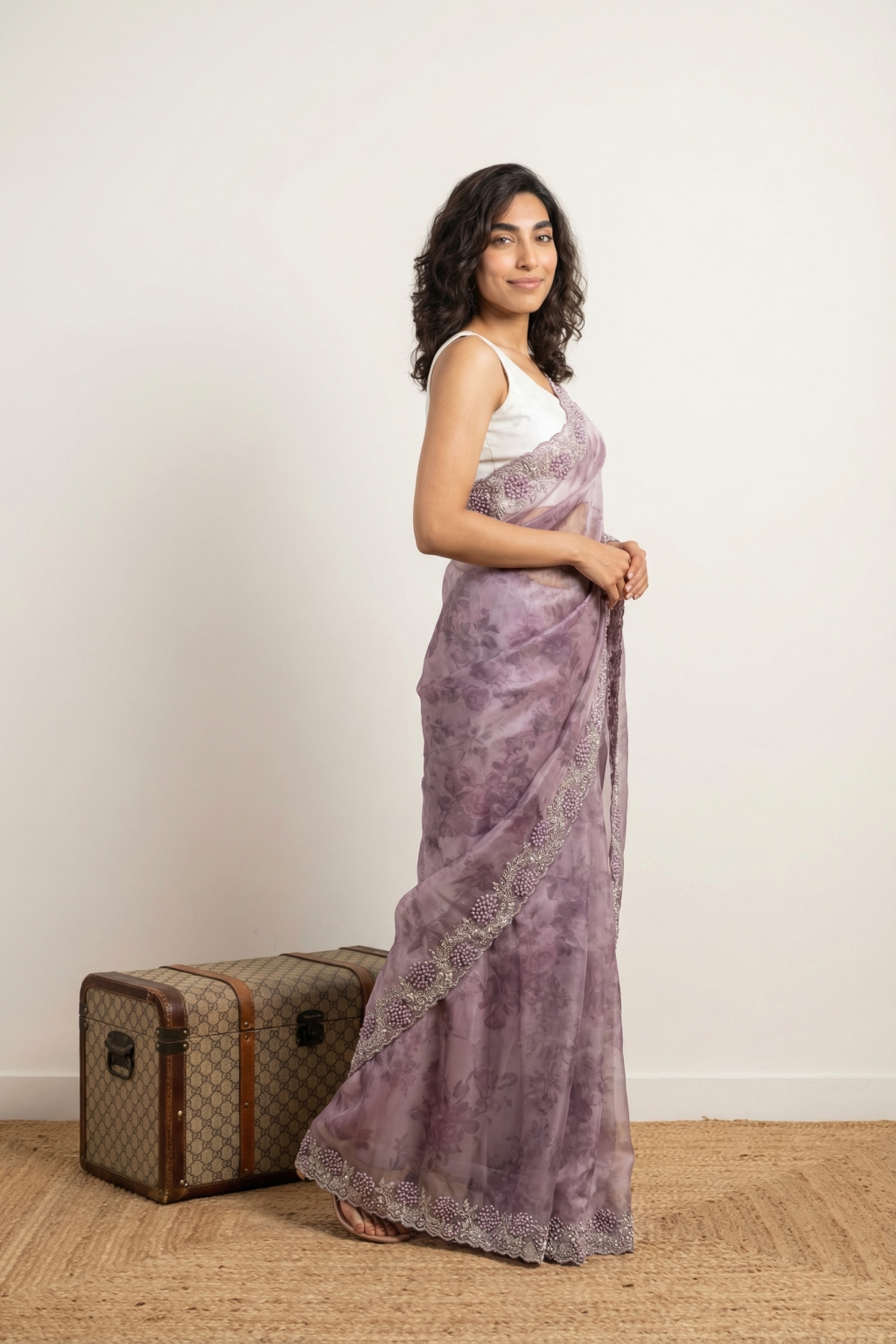 Purple Glass Tissue Saree