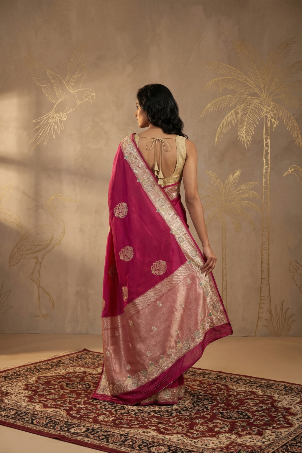 Magenta Pink Banarasi Silk Zari Saree