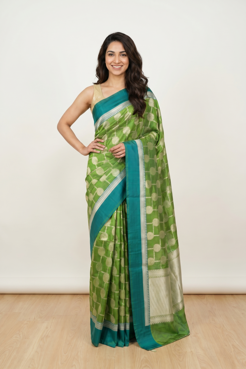 Parrot Green Chanderi Silk Saree