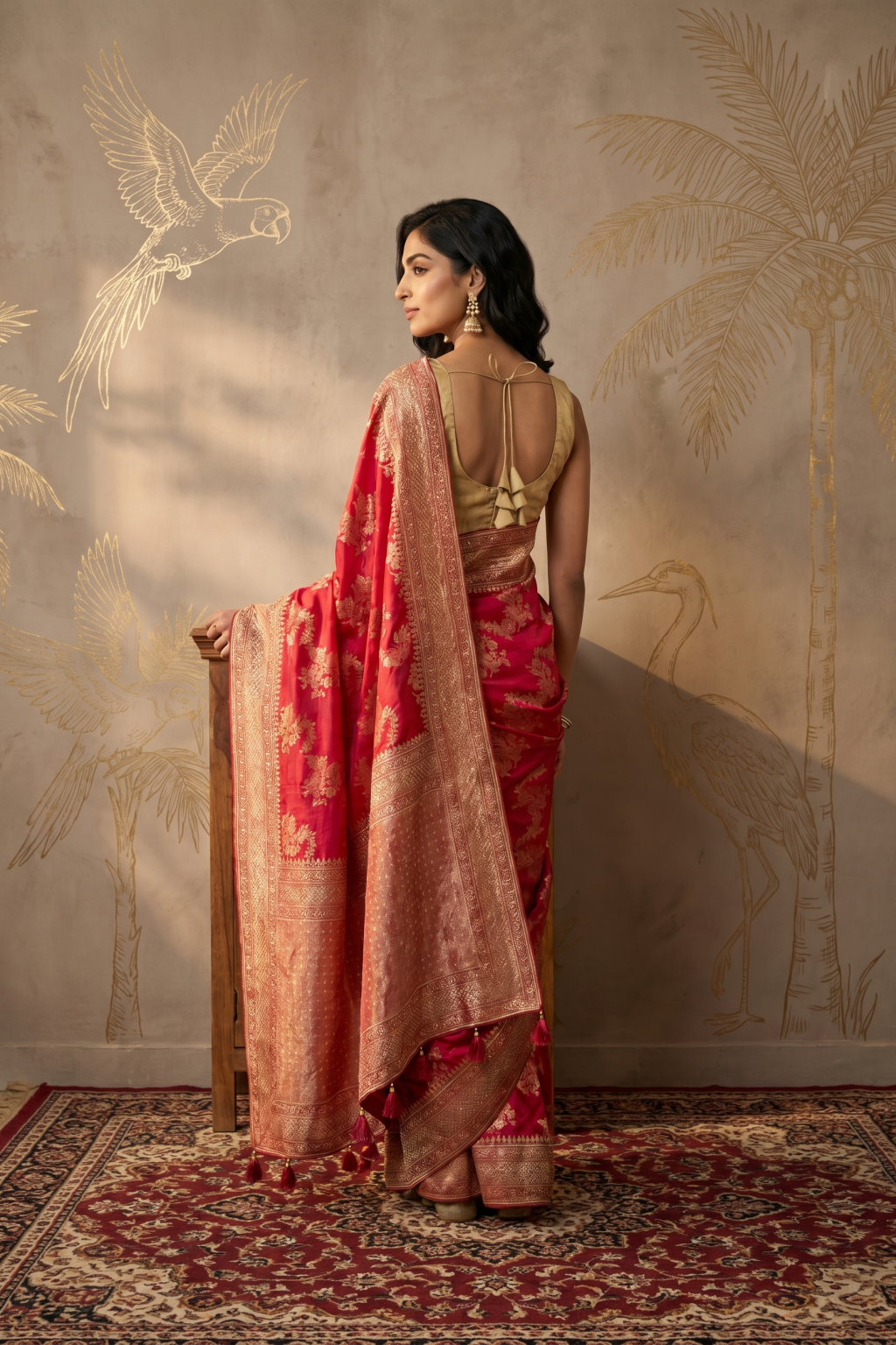 Rani Pink Banarasi Crepe Saree