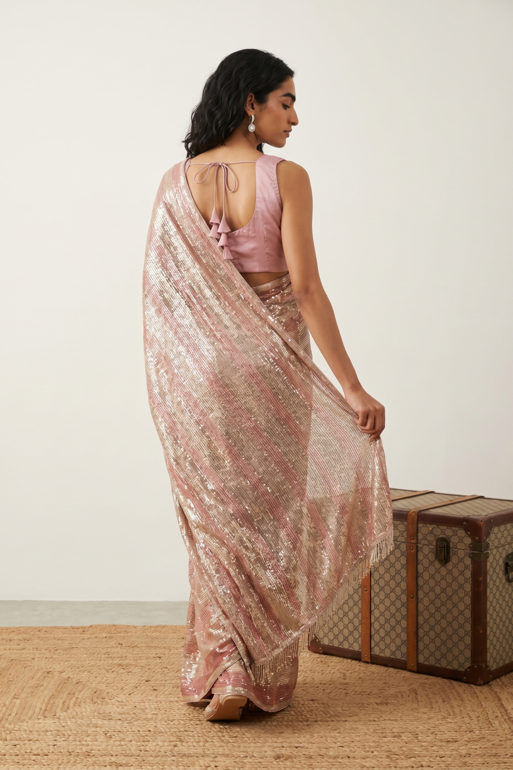 Rose Gold Georgette Saree