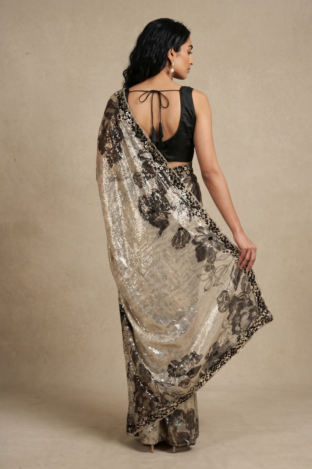 Ivory Georgette Saree