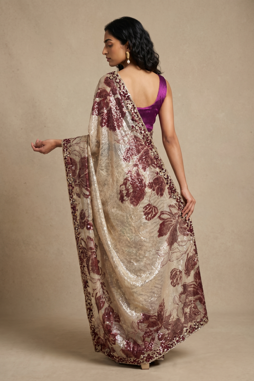 Ivory Georgette Saree