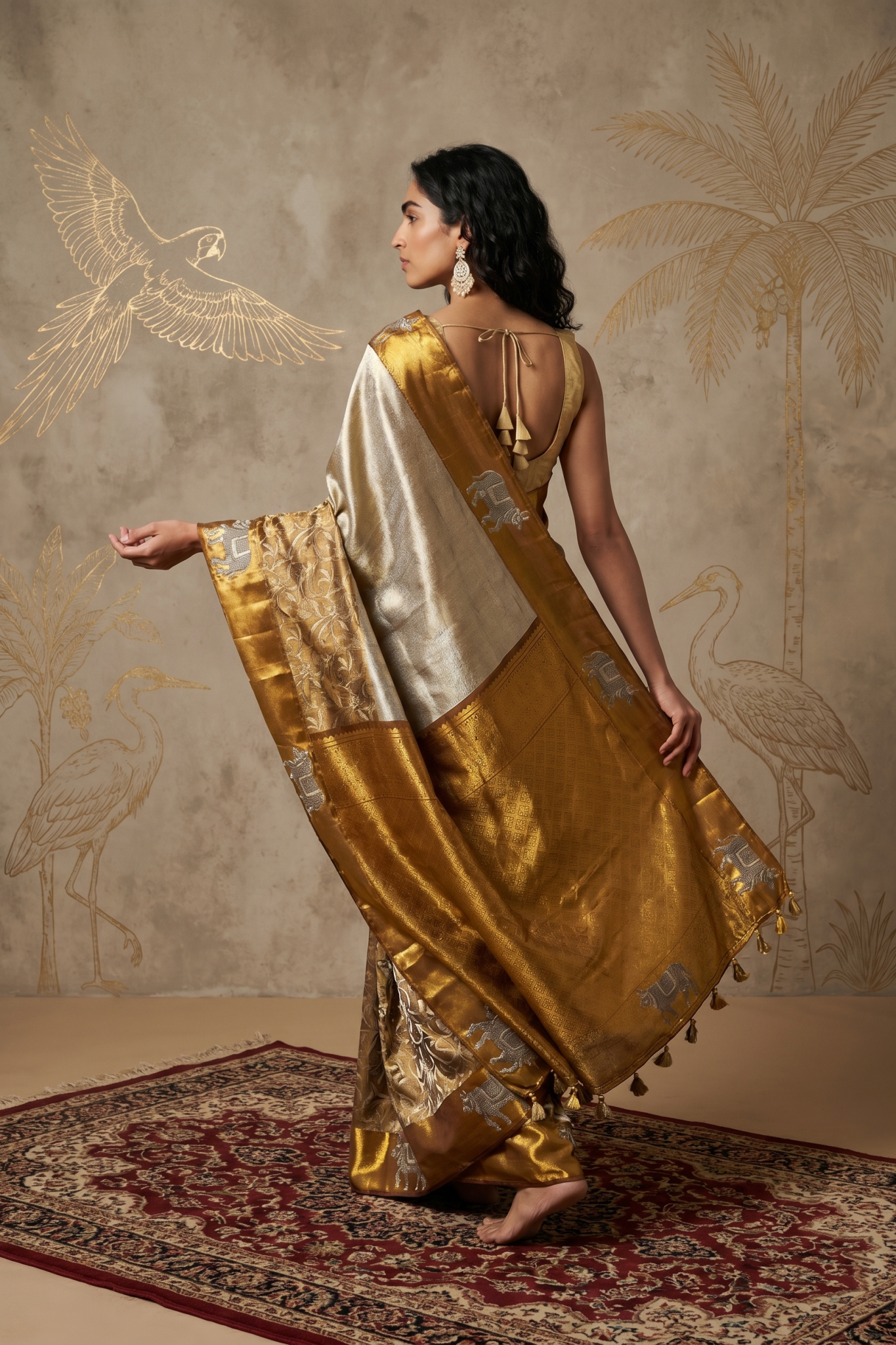 Metallic Gold Kanchivaram Tissue Saree