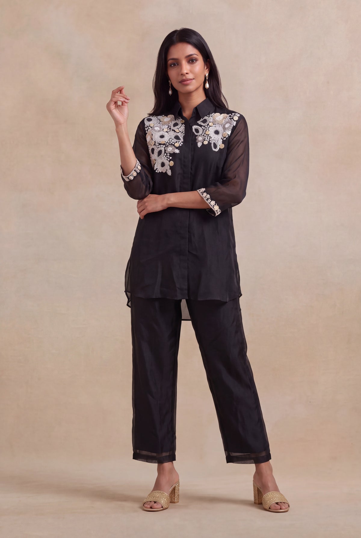 Black Organza Co-ord Set - Mokshaa