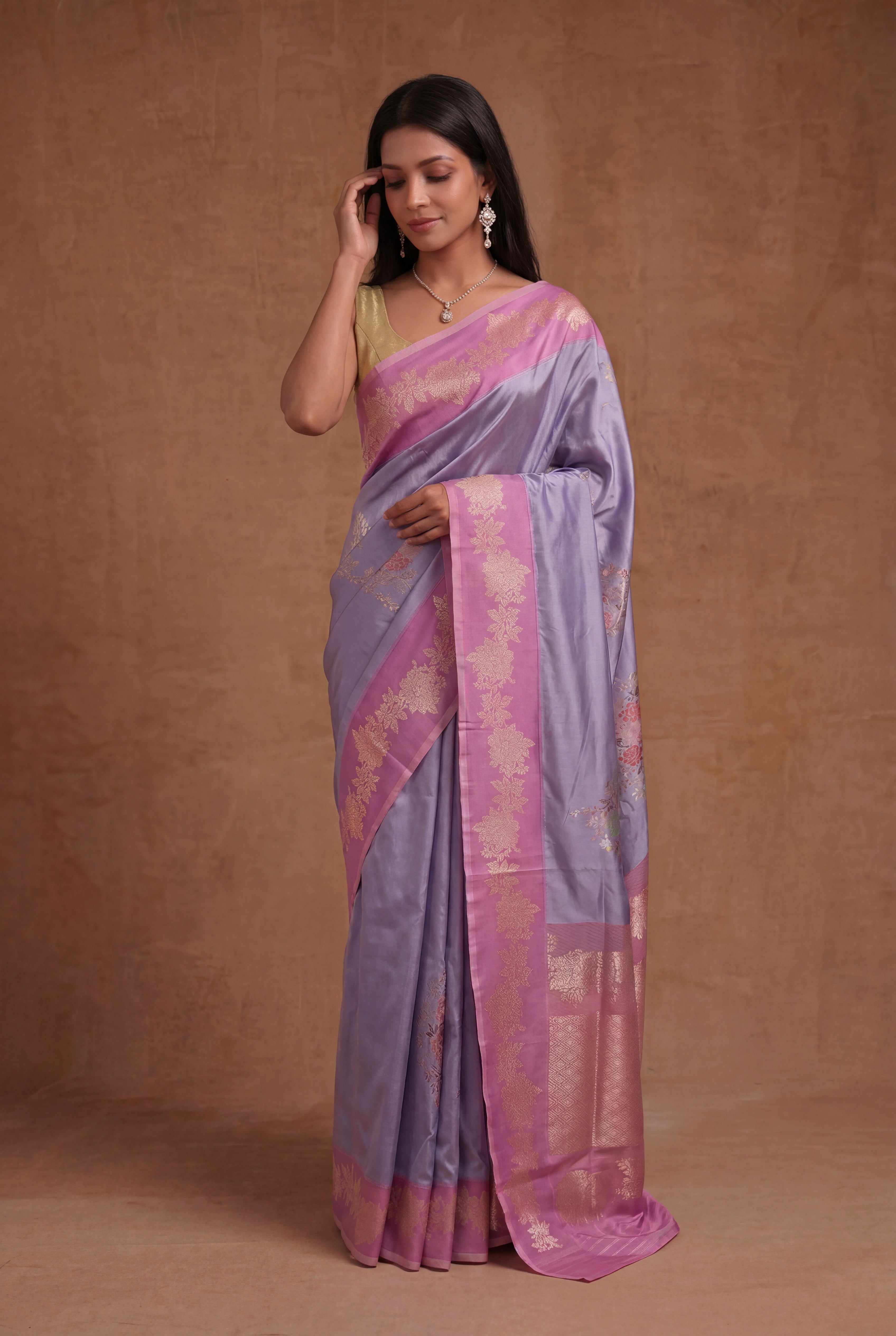 Light Lavender Banarasi Silk Saree