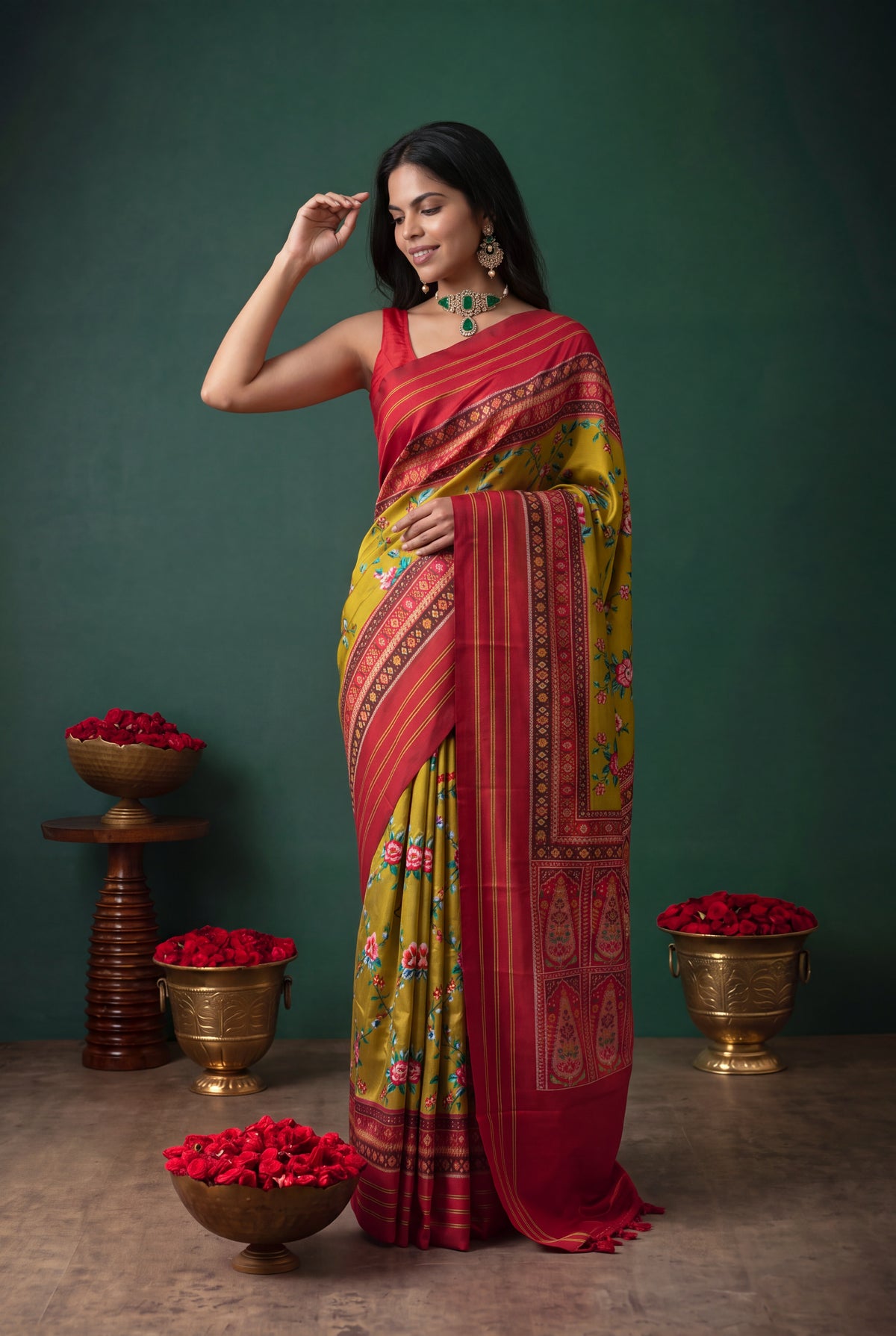 Light Green Patola Silk Saree - Mokshaa